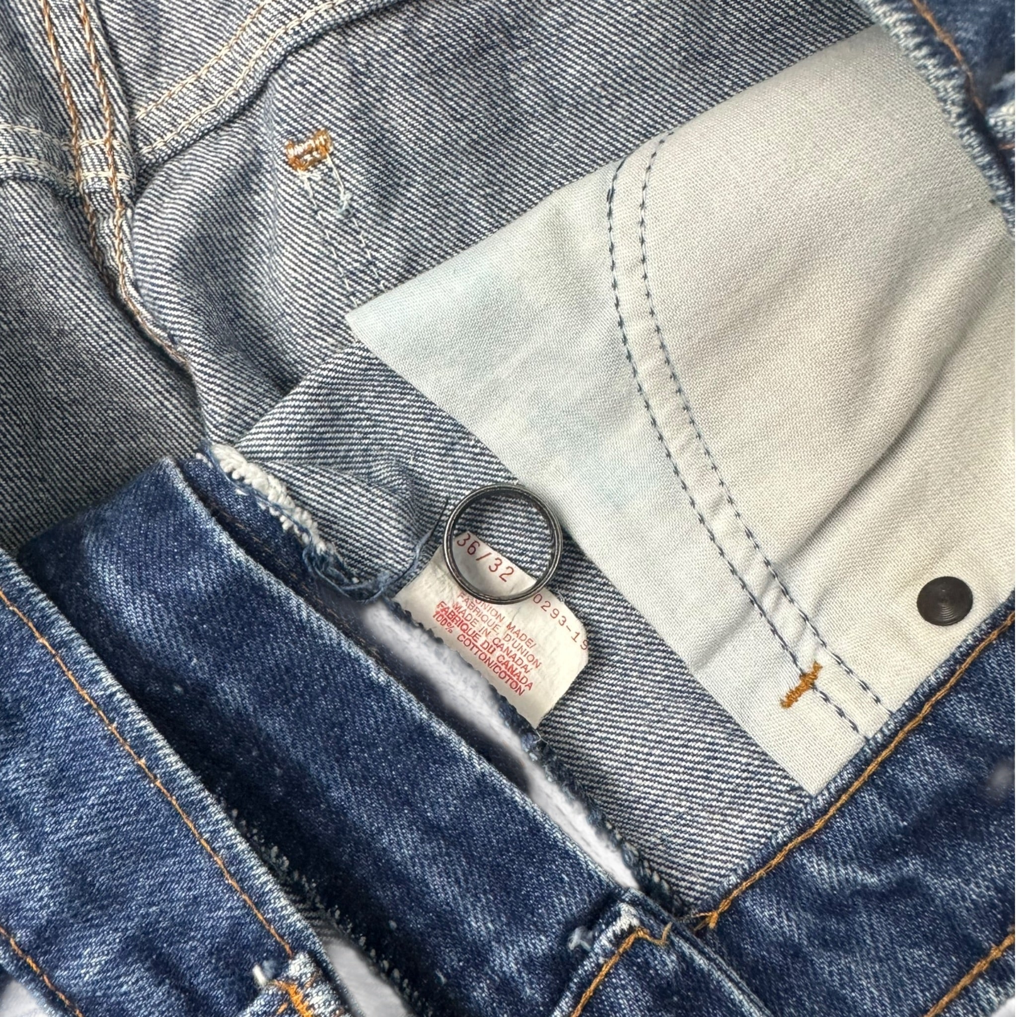 Vintage Levi’s Burgundy Tab Denim Bottoms Blue Wash