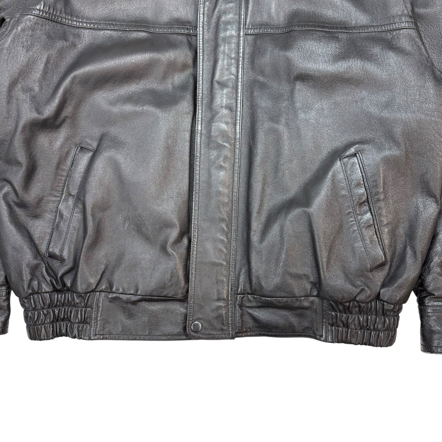Vintage Leather Bomber Jacket Black