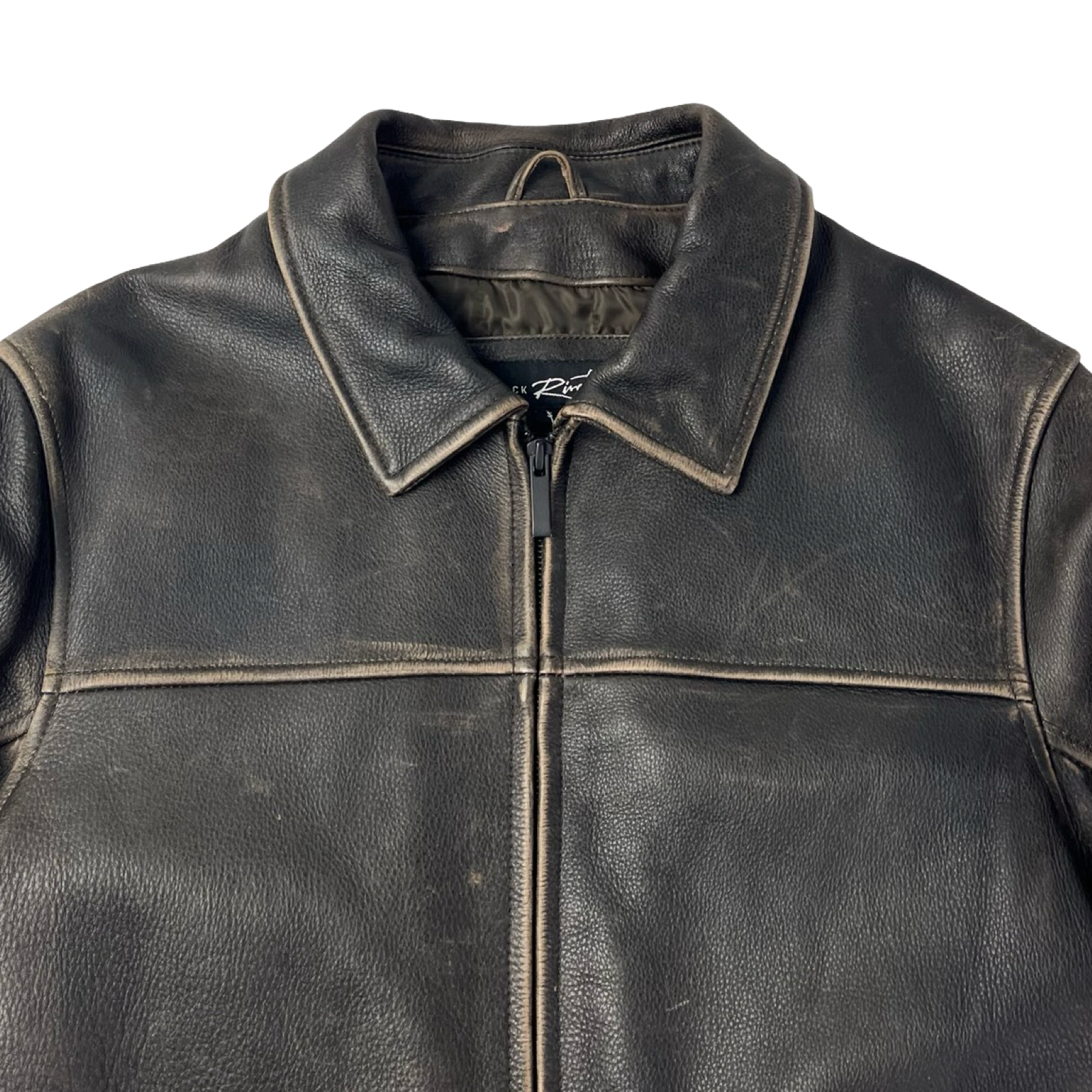 Vintage Black Rivet Harrington Leather Jacker