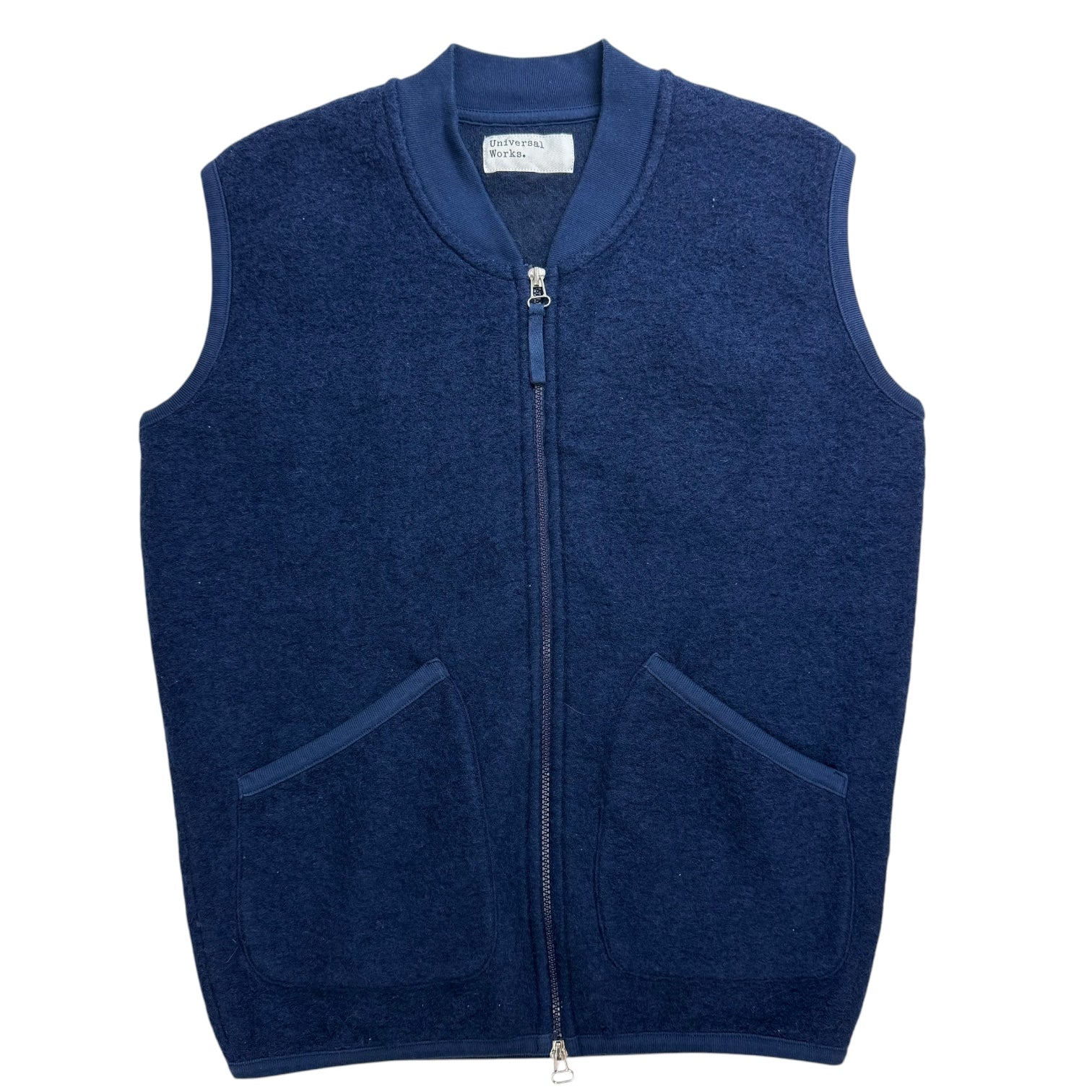 Universal Works Wool Fleece Zip WaistCoat Indigo