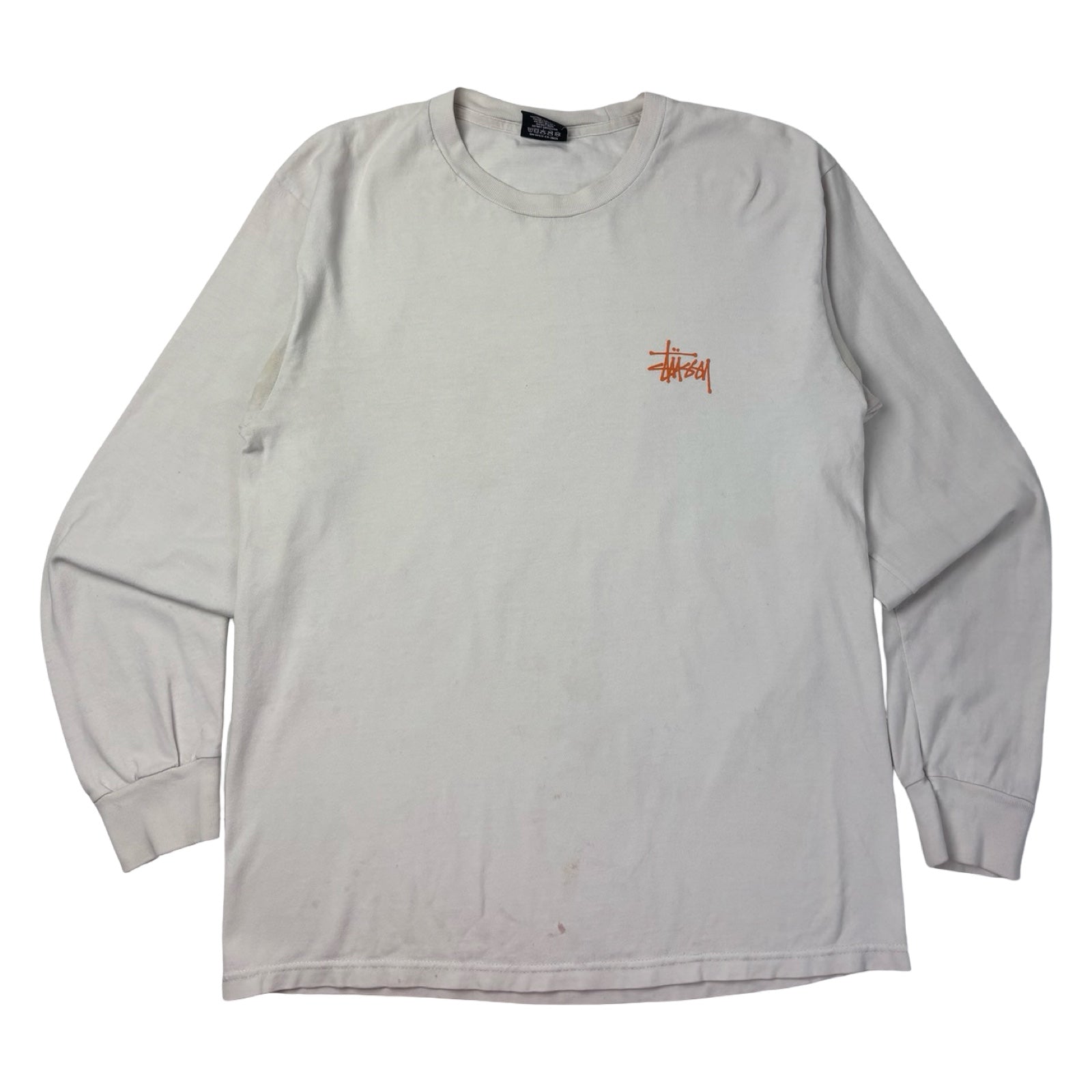 Stussy “Classroom” L/S Tee White Orange