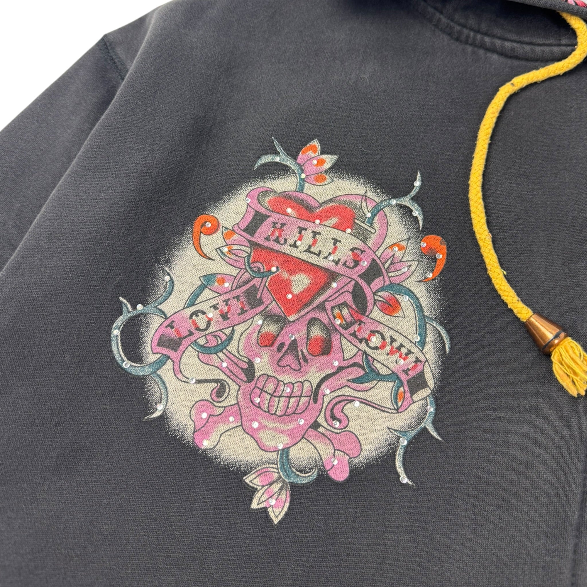 Vintage Y2K Ed Hardy Rhinestone Zip Up Hoodie