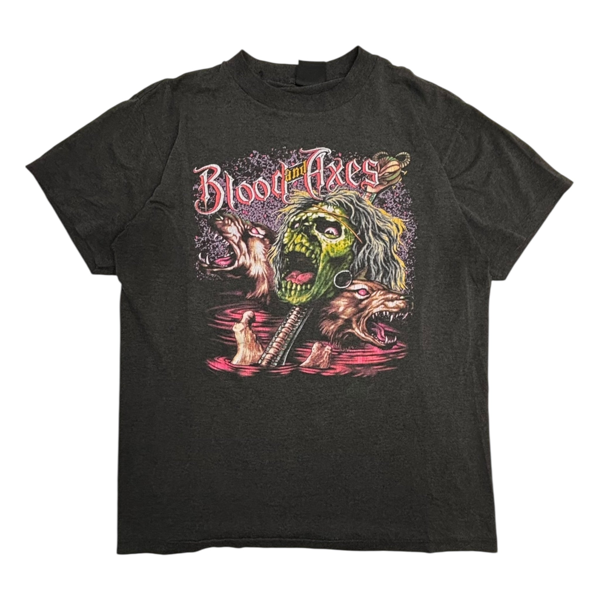 Vintage 3D Emblem Blood And Axes T-Shirt