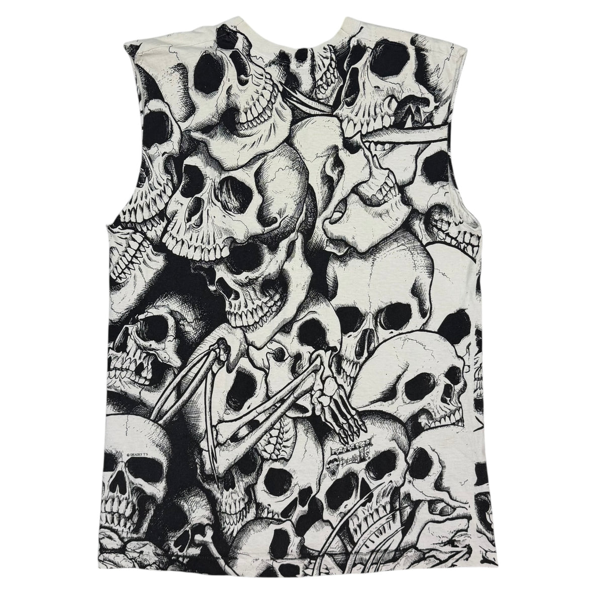 Vintage Deadly Ts Skull All Over Print Tank Top White/Black
