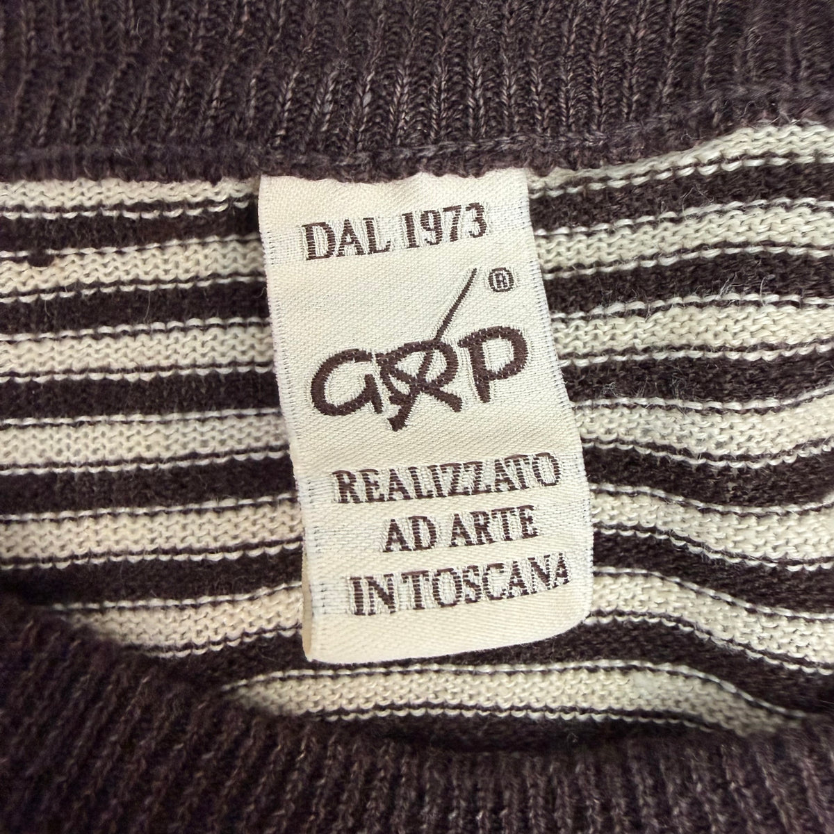 GRP Knitwear Striped Linen Tee Brown