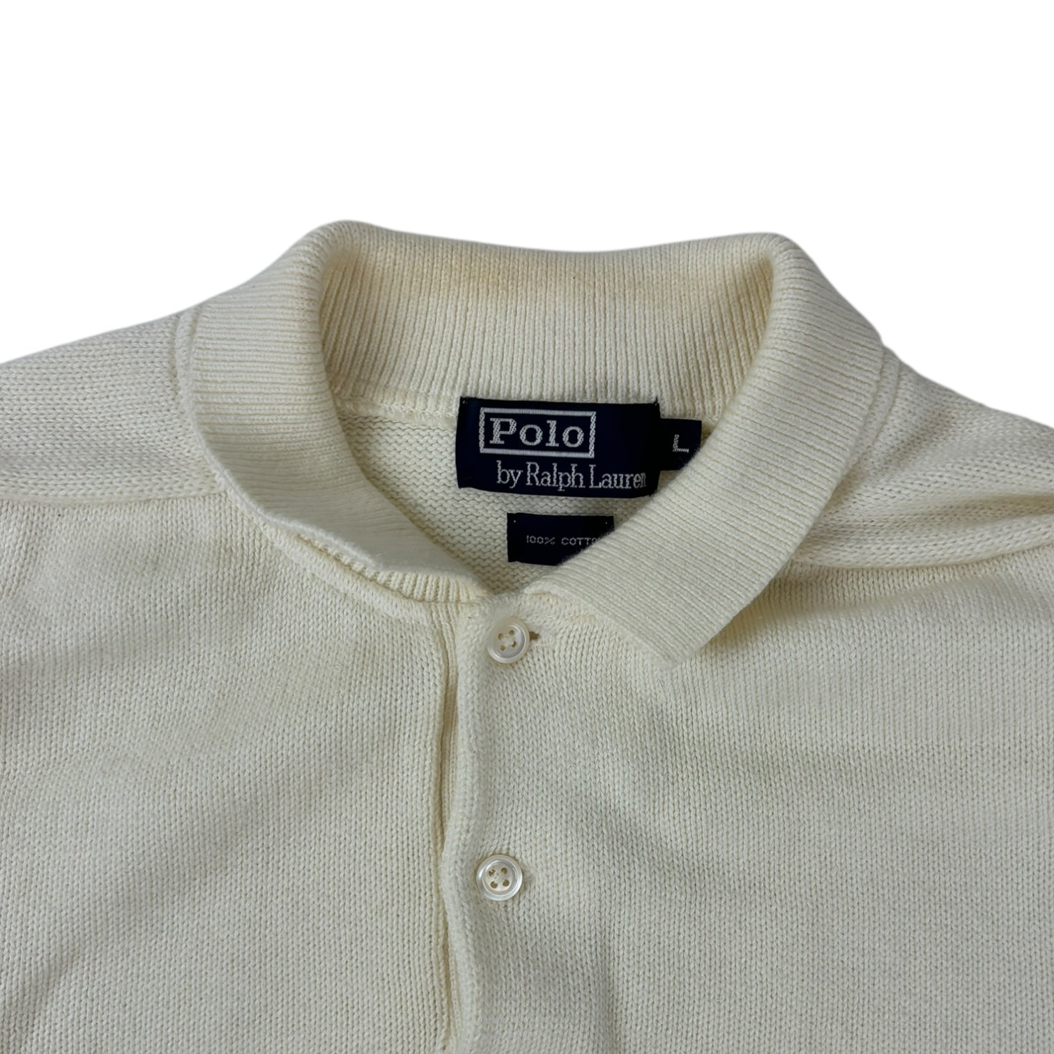 Vintage Polo Ralph Lauren Button-Up Knit Sweater White