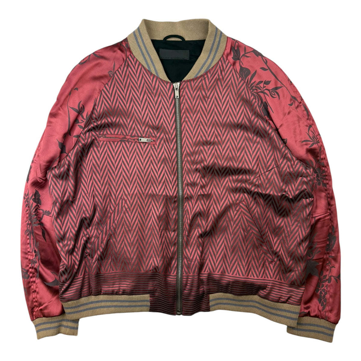 Heider Ackermann SS15 Silk Floral Bomber Jacket Burgundy