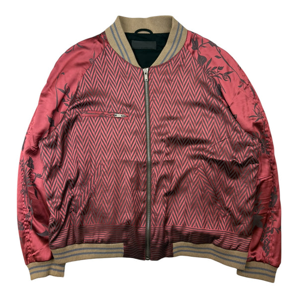 Heider Ackermann SS15 Silk Floral Bomber Jacket Burgundy