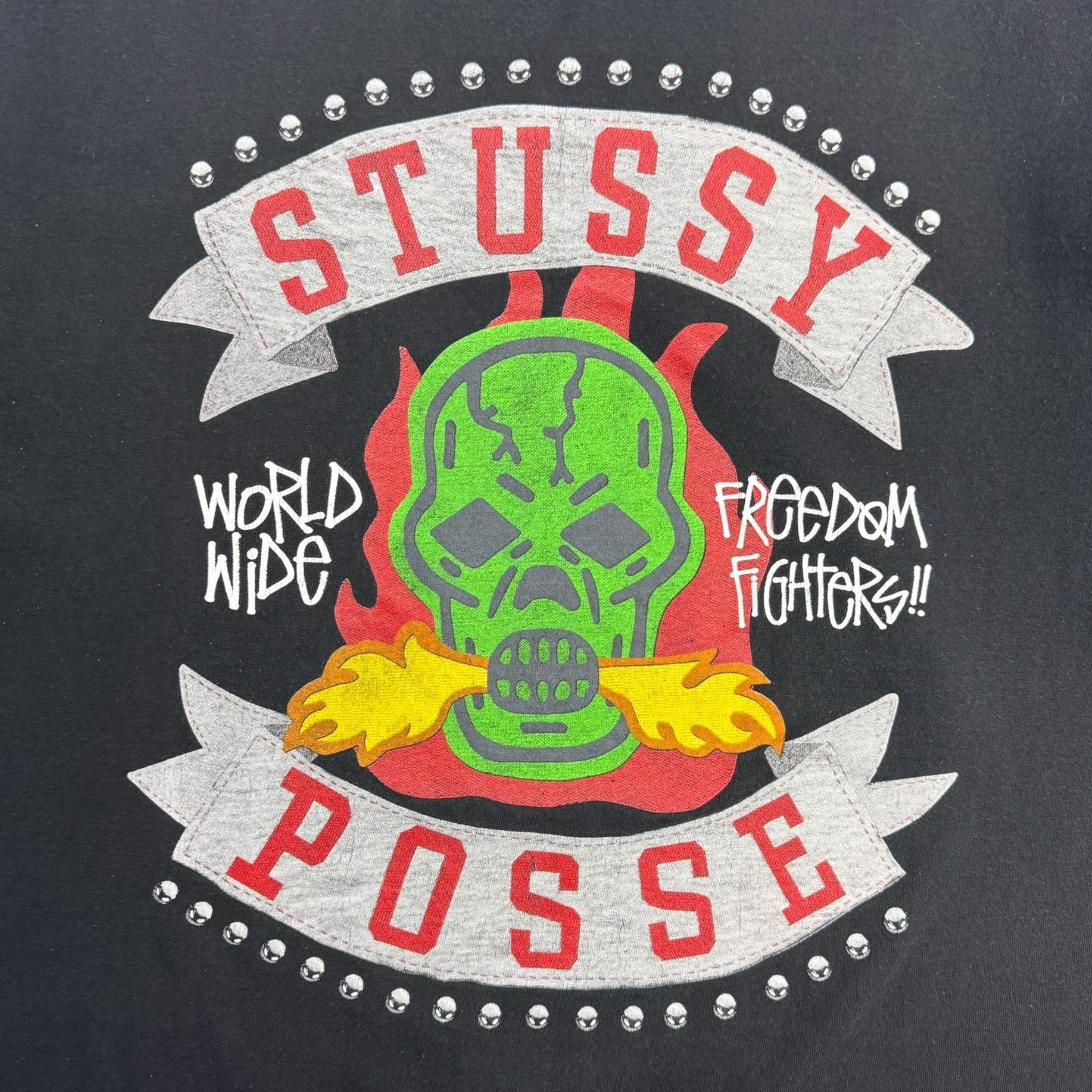 Y2K Stussy Posse Skull Tee Black