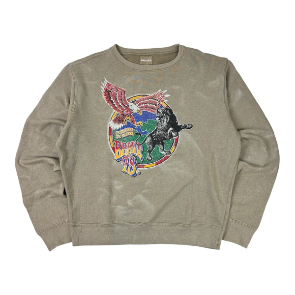 Diesel “Brave 78” Eagle Crewneck Tan