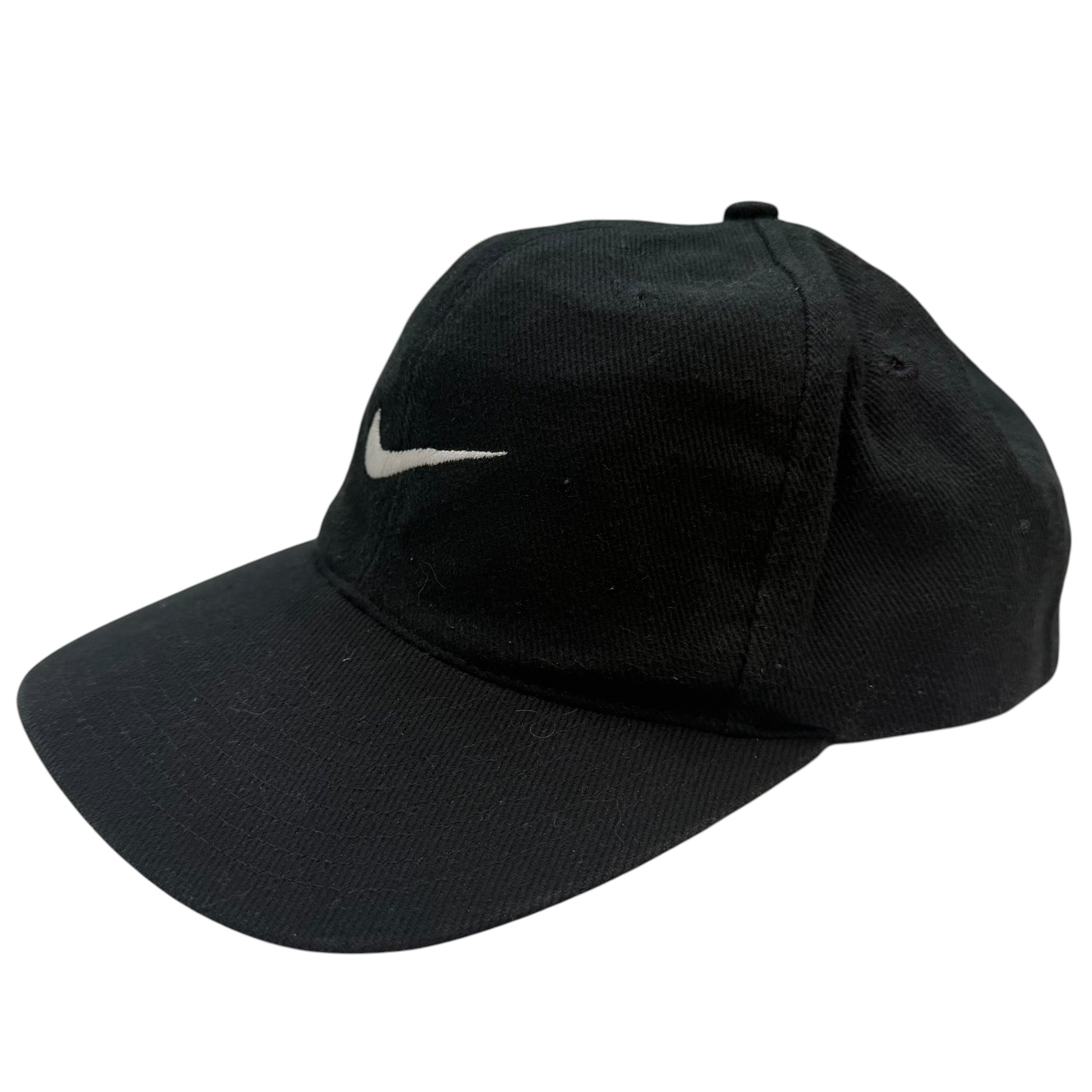 Vintage Nike Embroidered Swoosh Snapback Hat Black