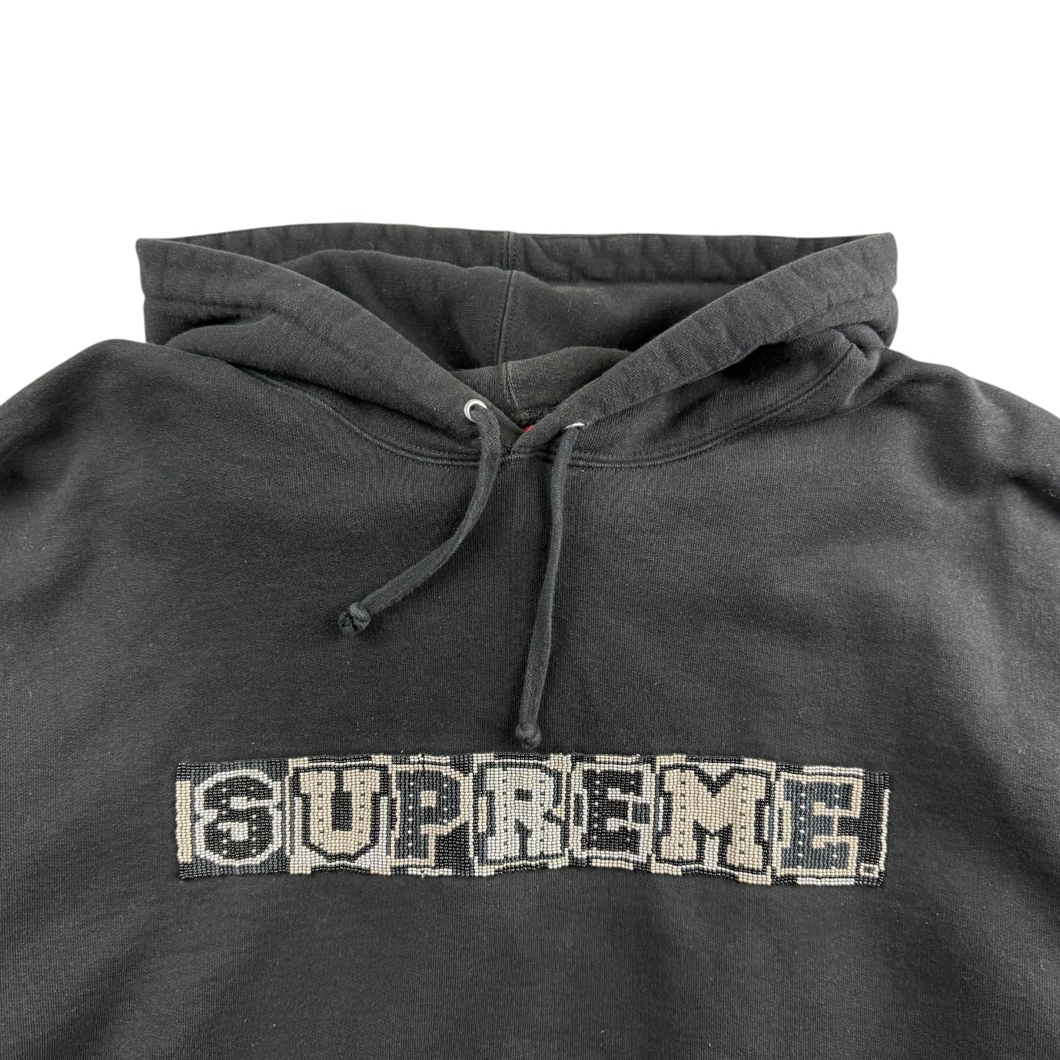 Supreme Beaded Logo Hoodie Black