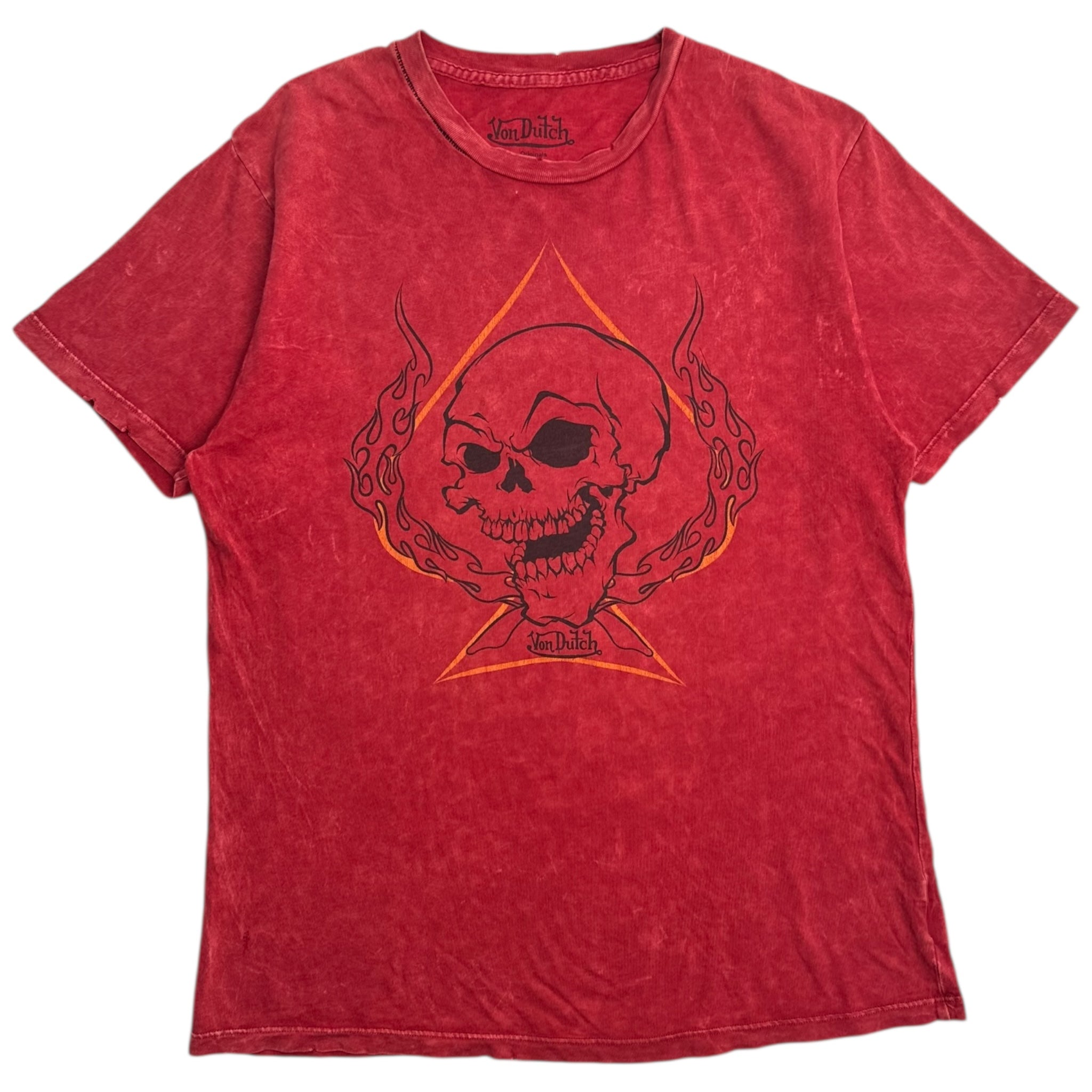Y2K Von Dutch Spade Flame Skull T-Shirt