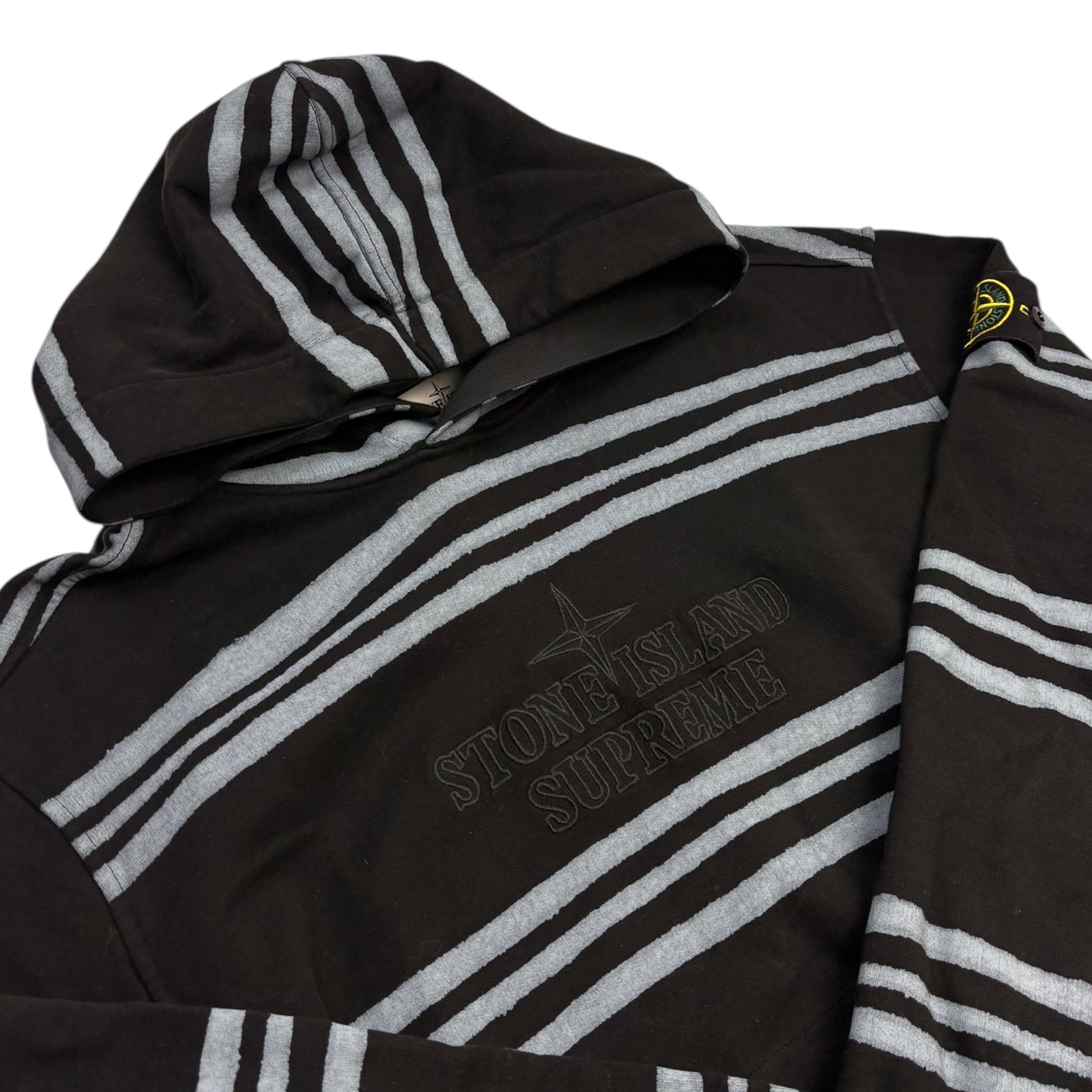 Supreme Stone Island Warp Stripe Hooded Sweatshirt Black