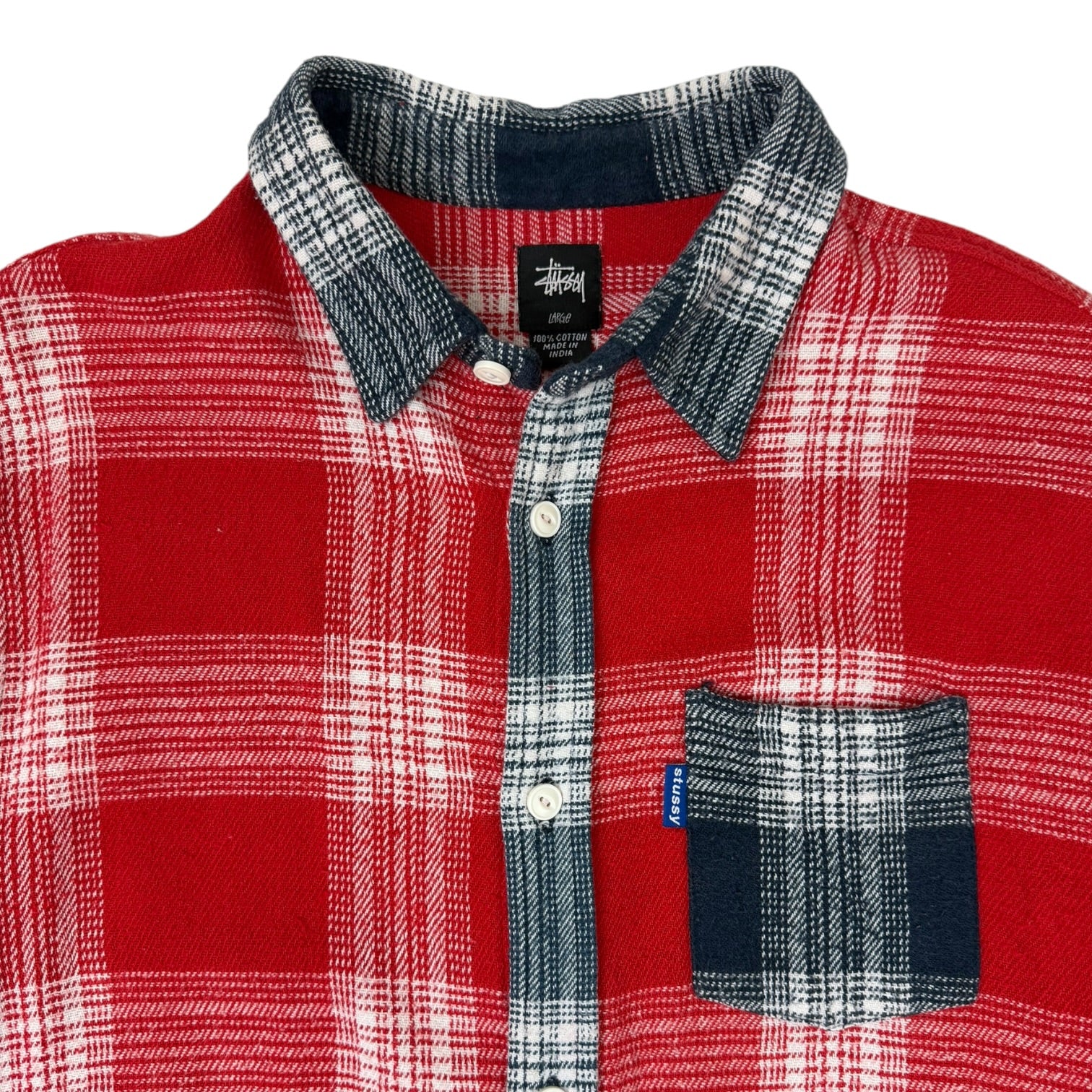 Vintage Stussy Long Sleeve Button Up Flannel Red