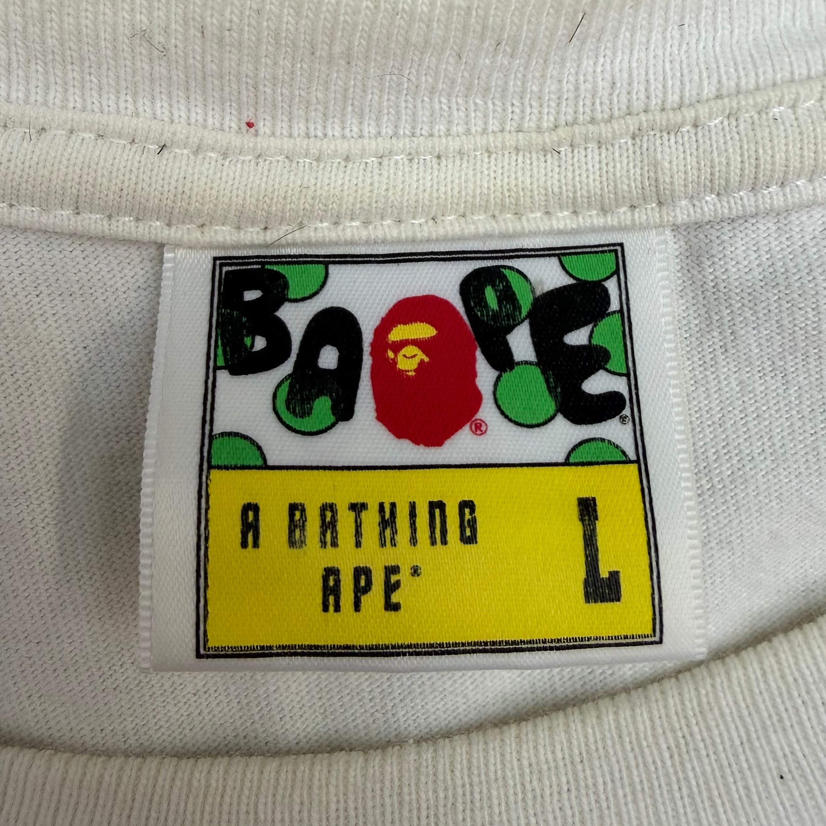 Bape Big Head Ape Logo Tee White
