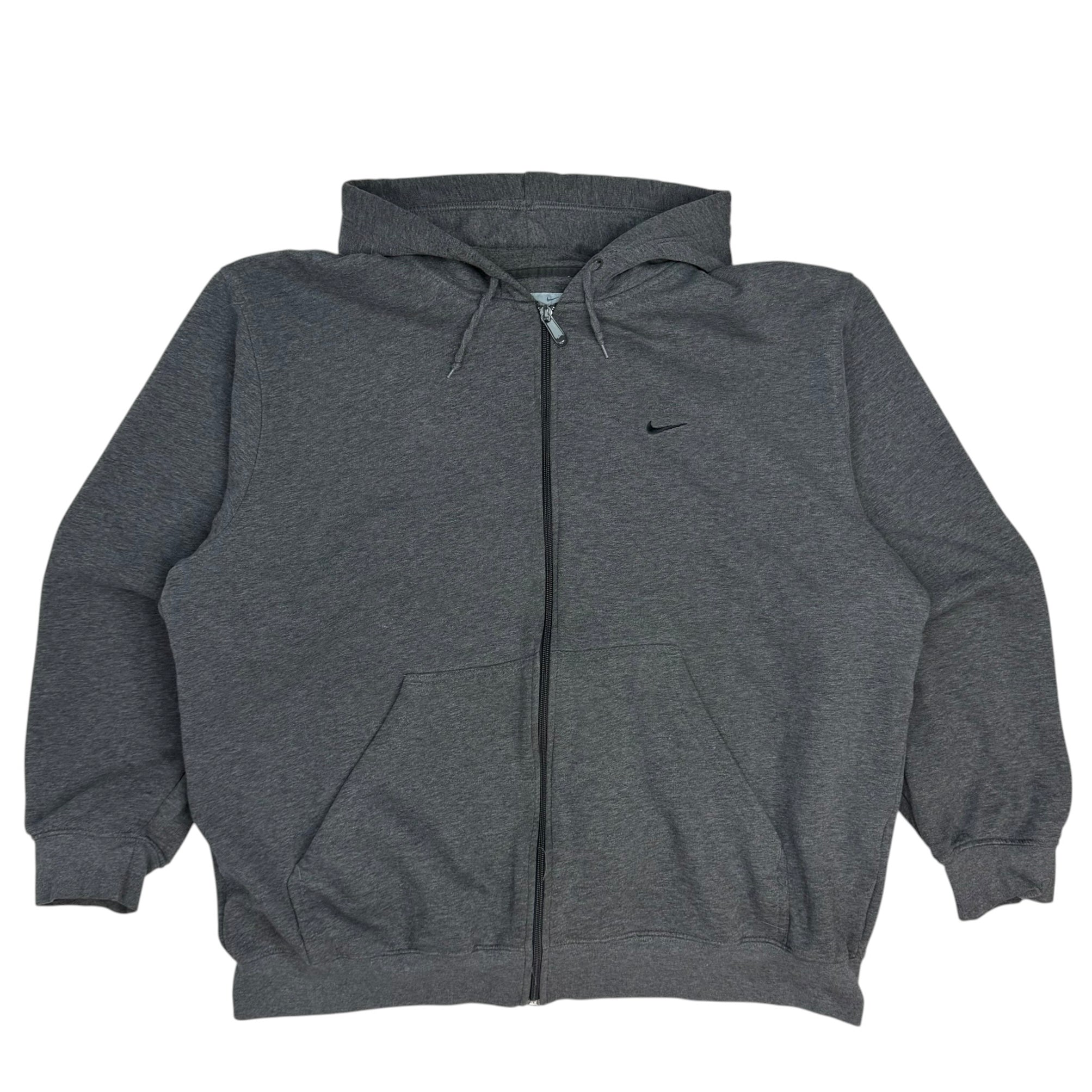 Vintage Nike Mini Swoosh Zip Up Hoodie Dark Grey