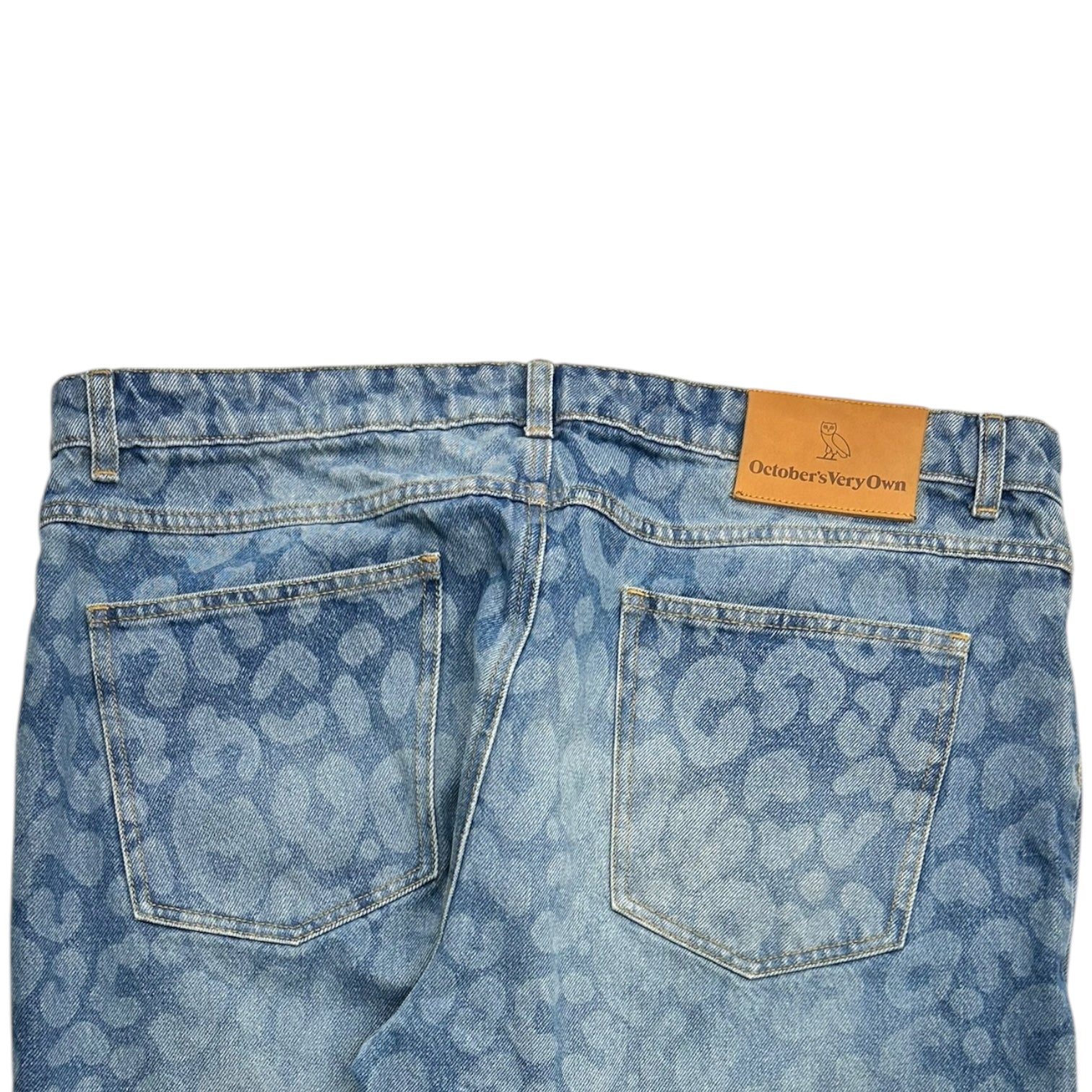 OVO Leopard Washed Print Denim Jeans