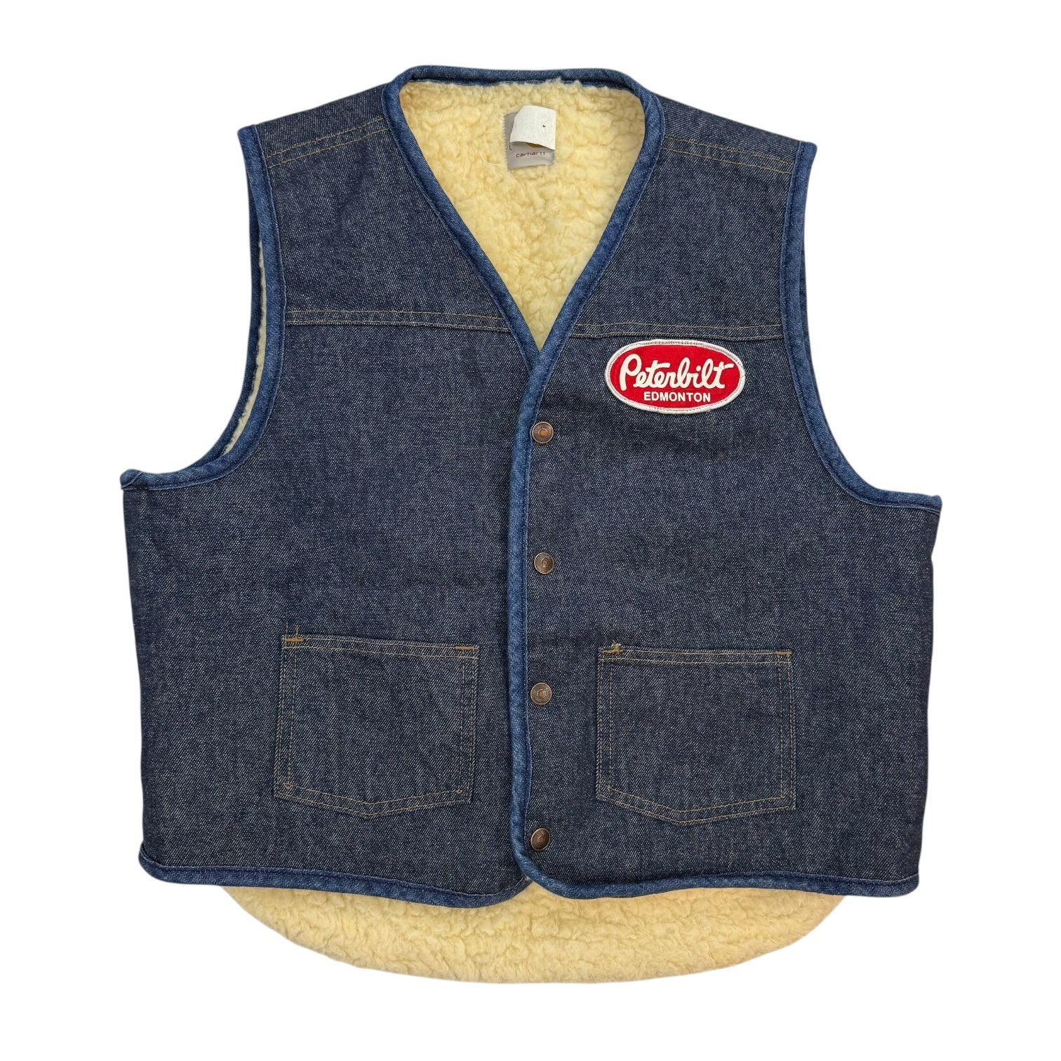 Vintage Carhartt Peterbilt Denim Vest Blue