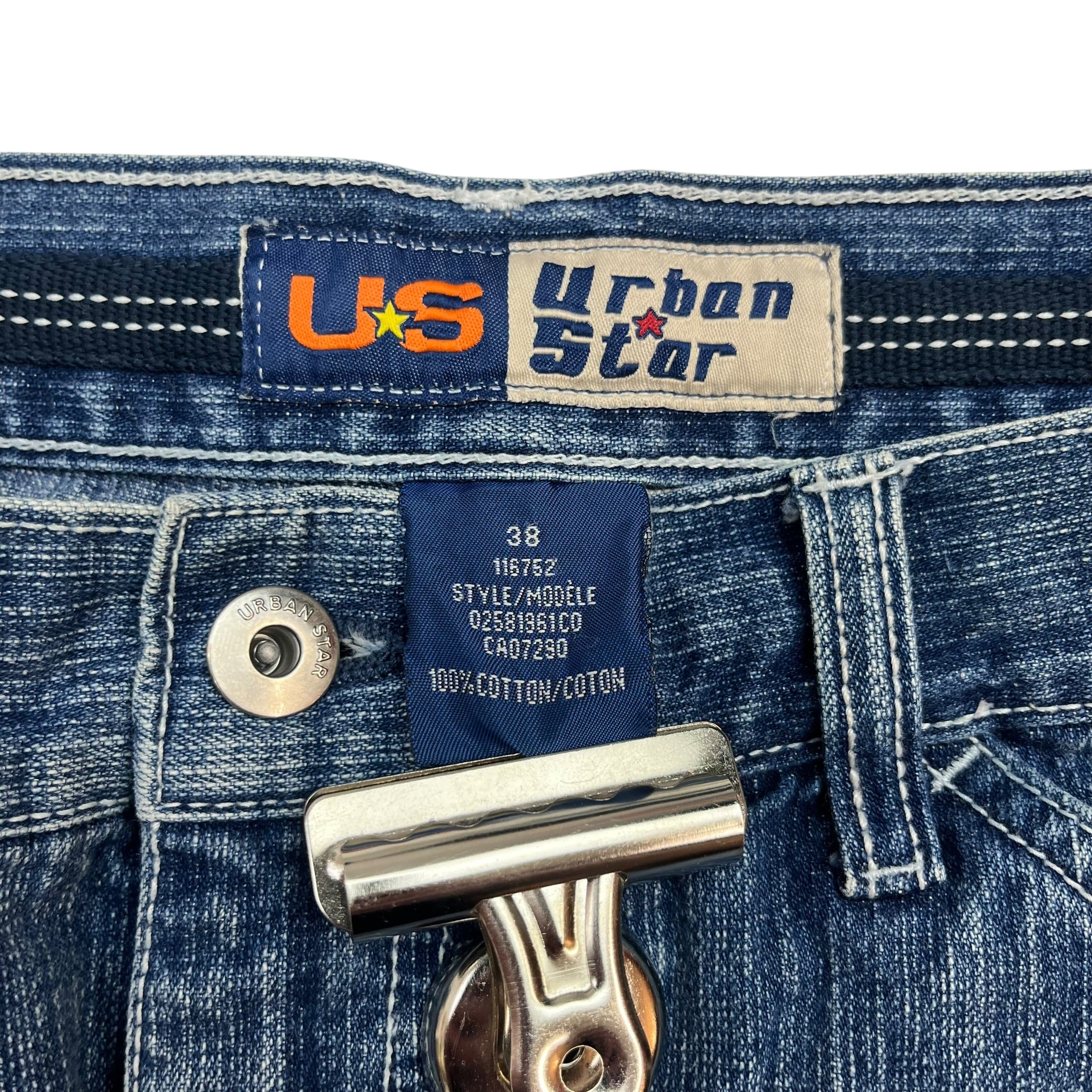 Vintage Urban Star Denim Cargo Shorts Light Wash
