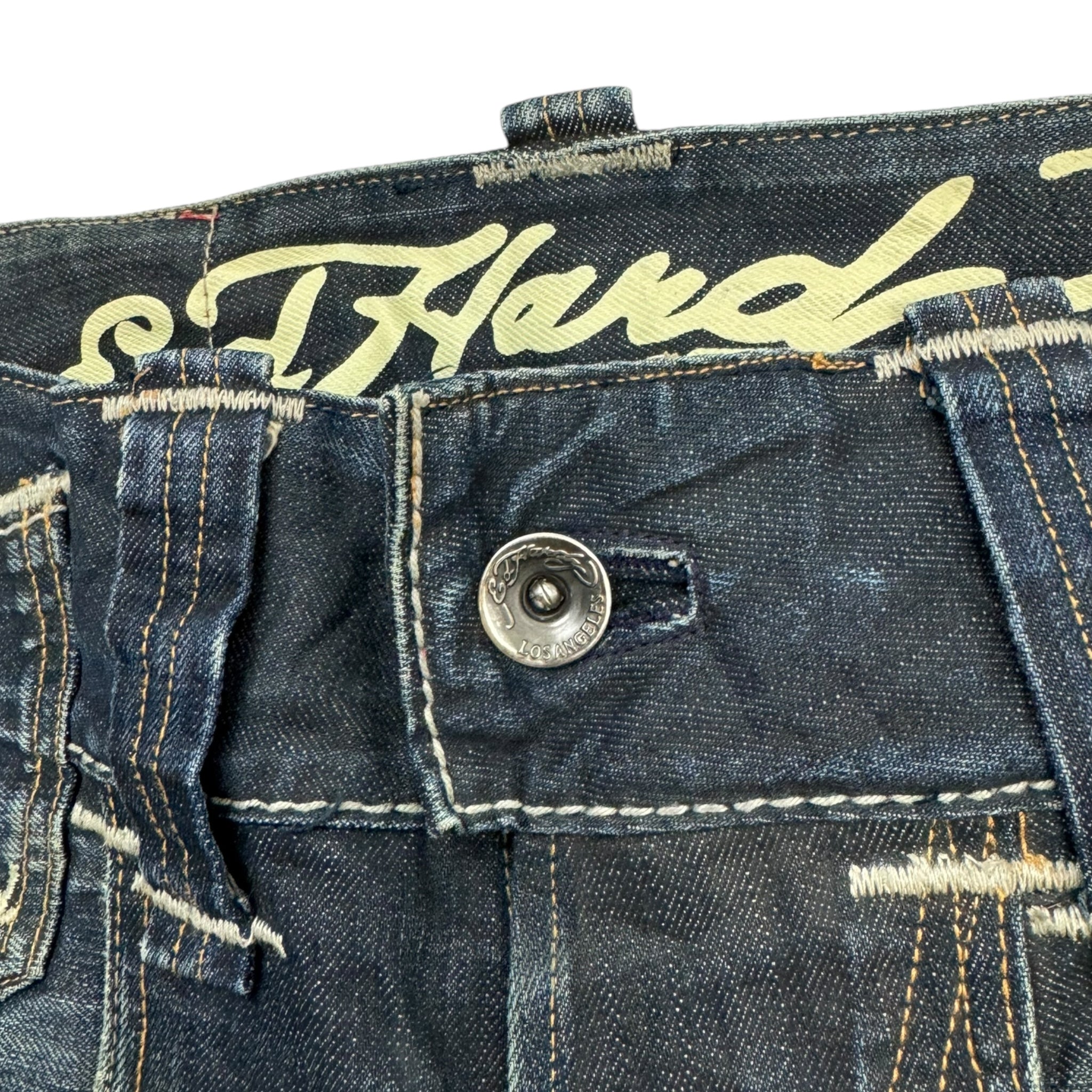 Y2K Ed Hardy Death Glory Light Wash Denim Jeans