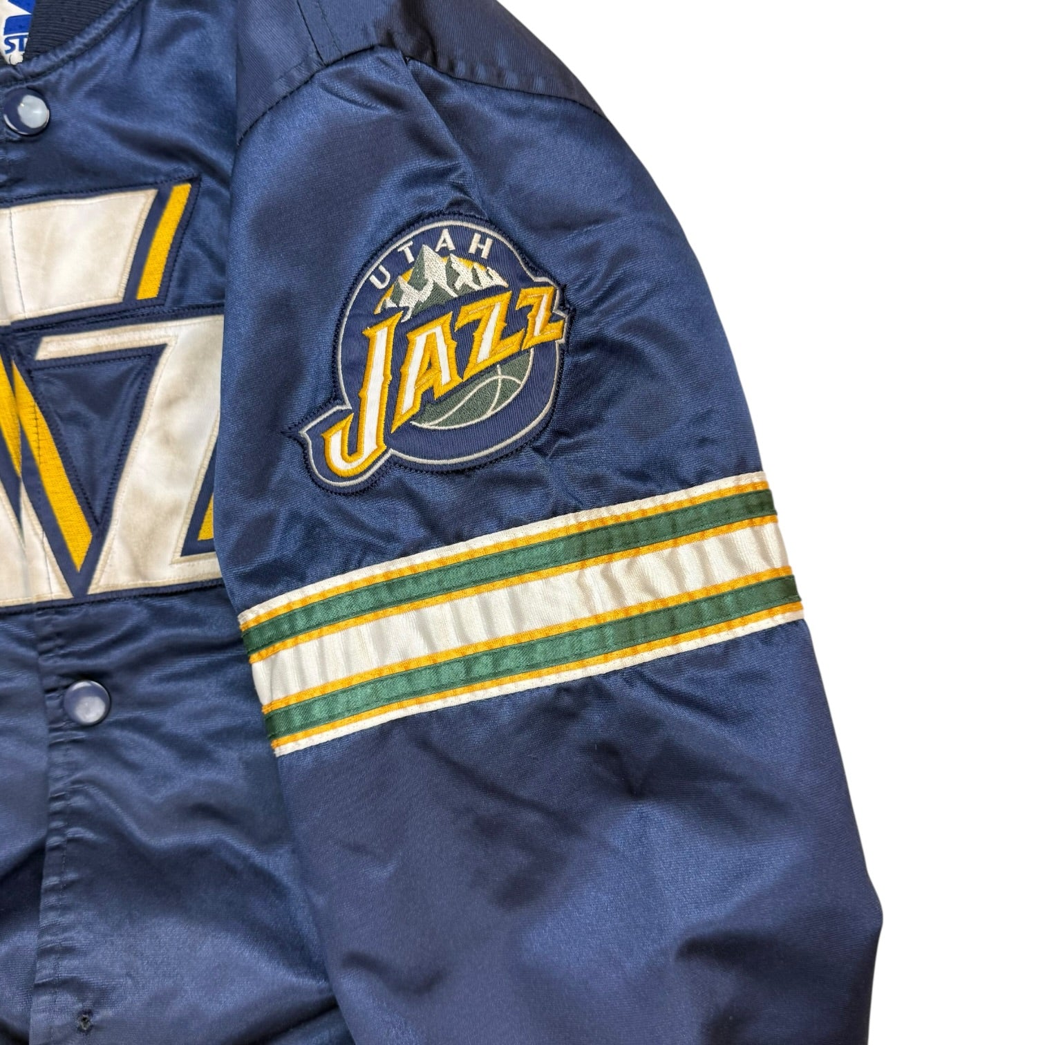 Vintage Starter Utah Jazz Satin Bomber Jacket Dark Blue