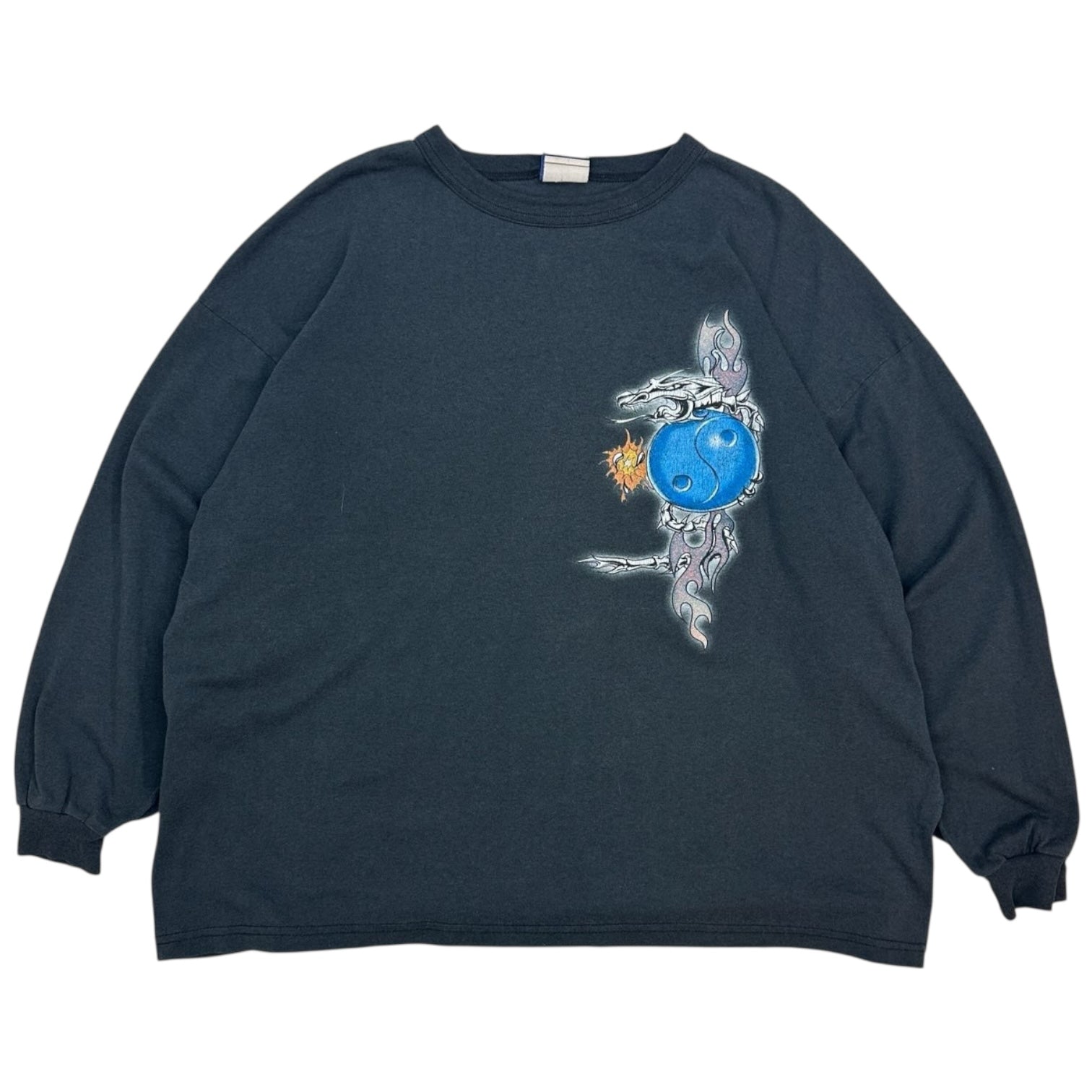 Vintage Tribal Dragon Longsleeve Shirt Black