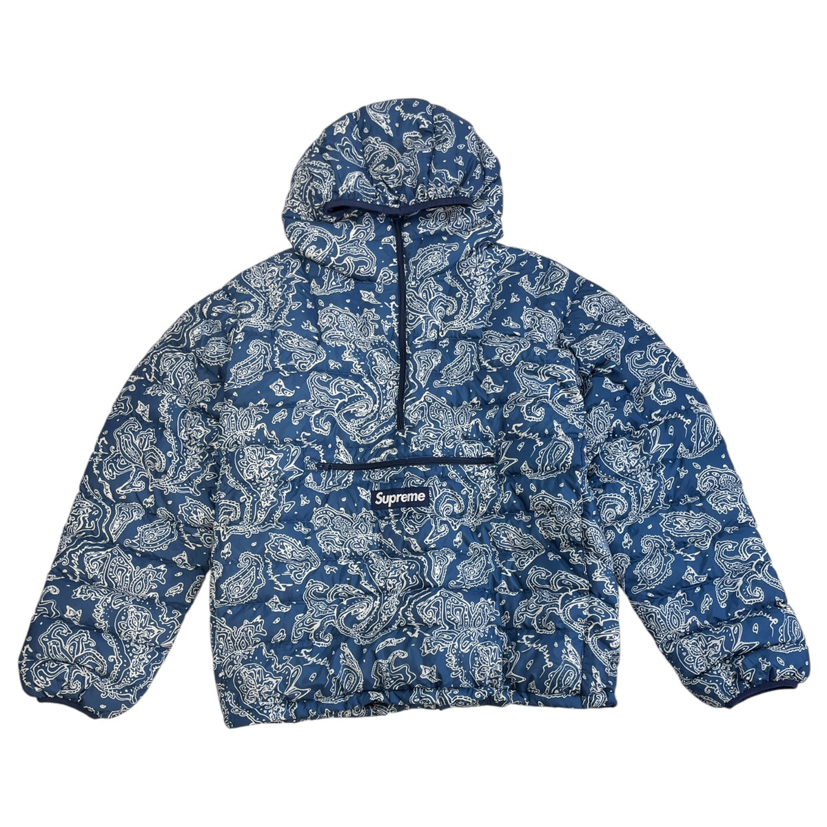 Supreme Micro Down Half Zip Hooded Pullover - Blue Paisley