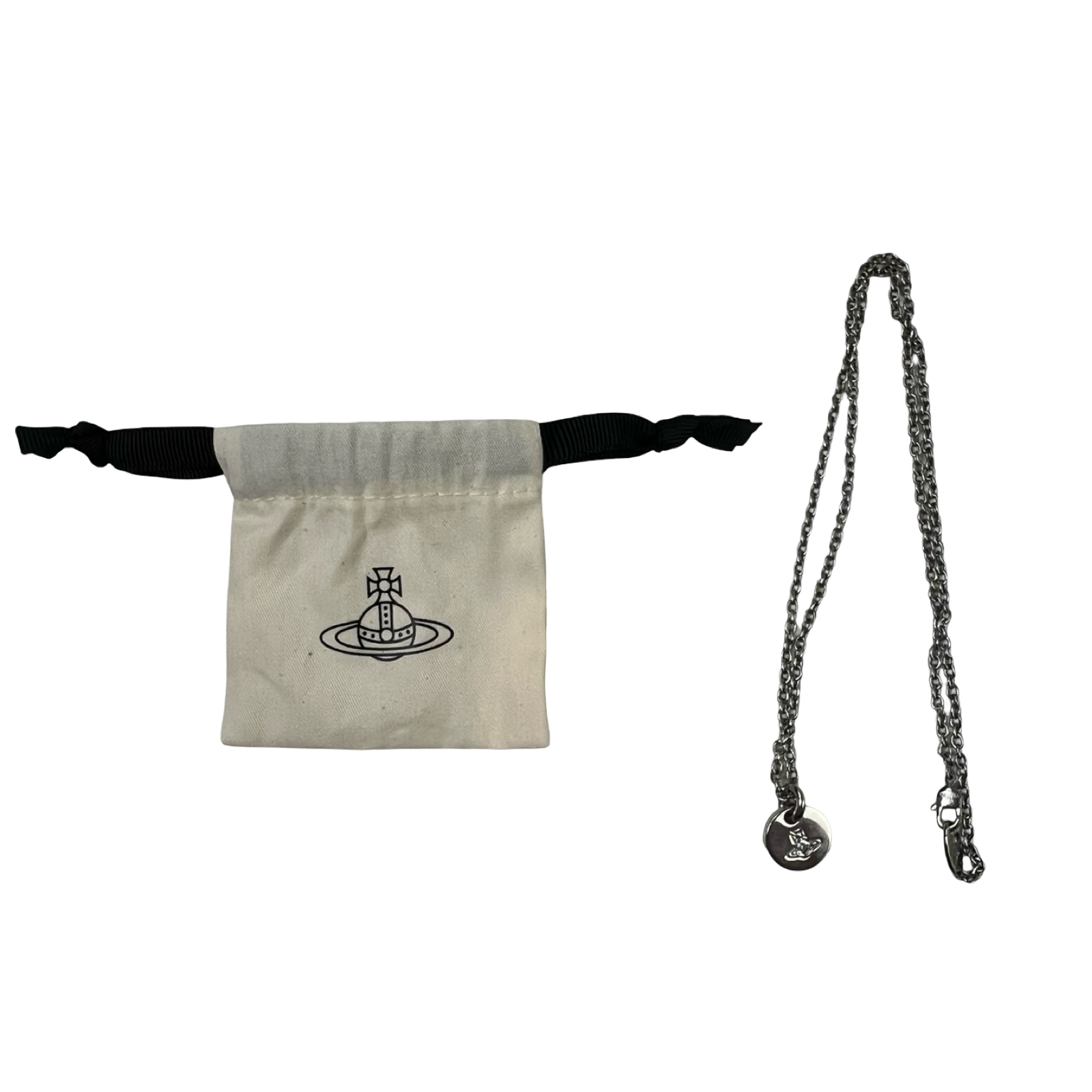 Vivienne Westwood Man Lewis Ruthenium Plated Disc Pendant Necklace