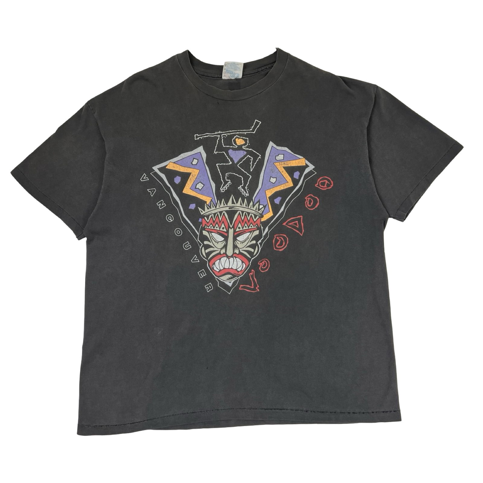 Vintage 90’s Vancouver VooDoo Roller Hockey Team T-Shirt Faded Black