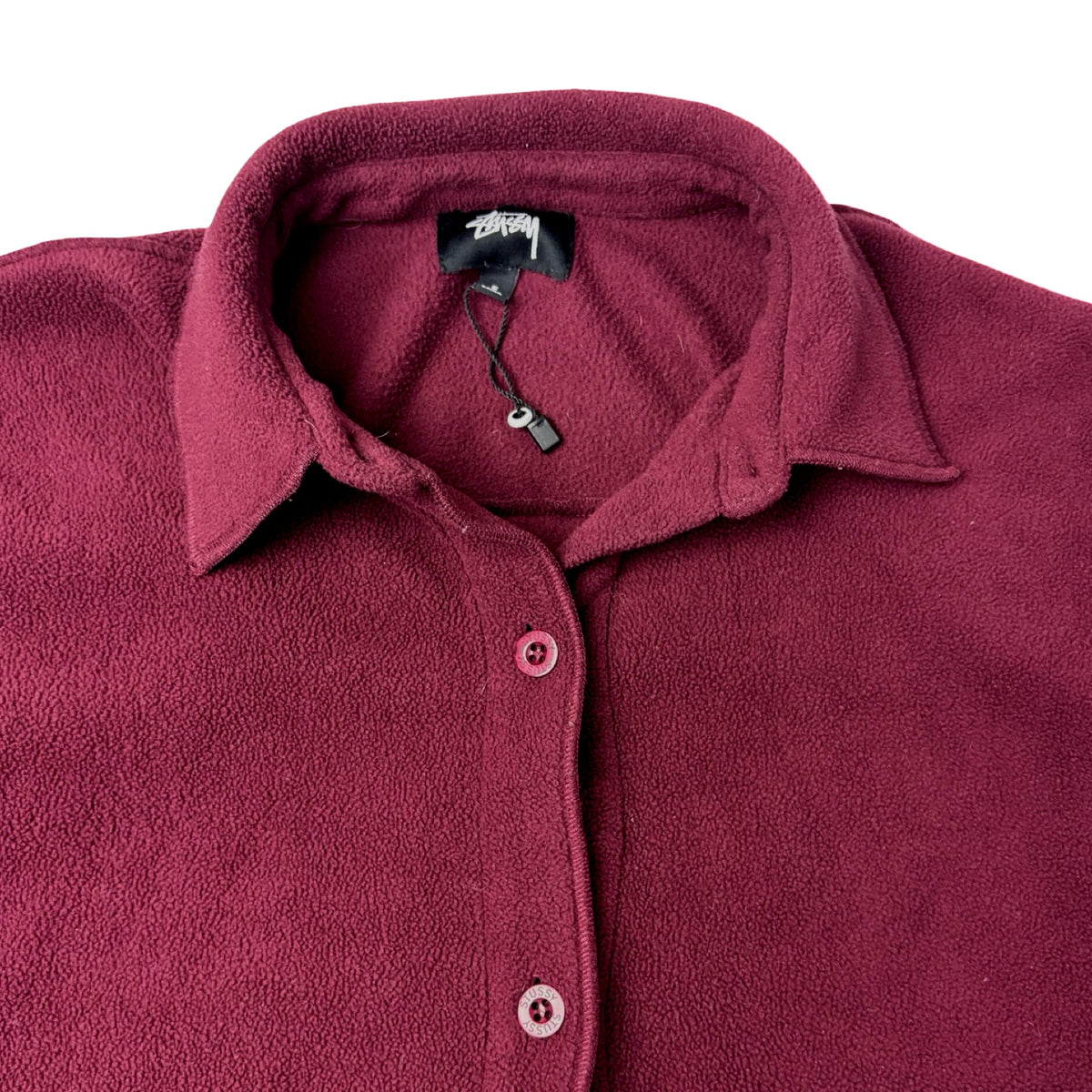 Stussy Polar Fleece Button-Up Shirt Cherry