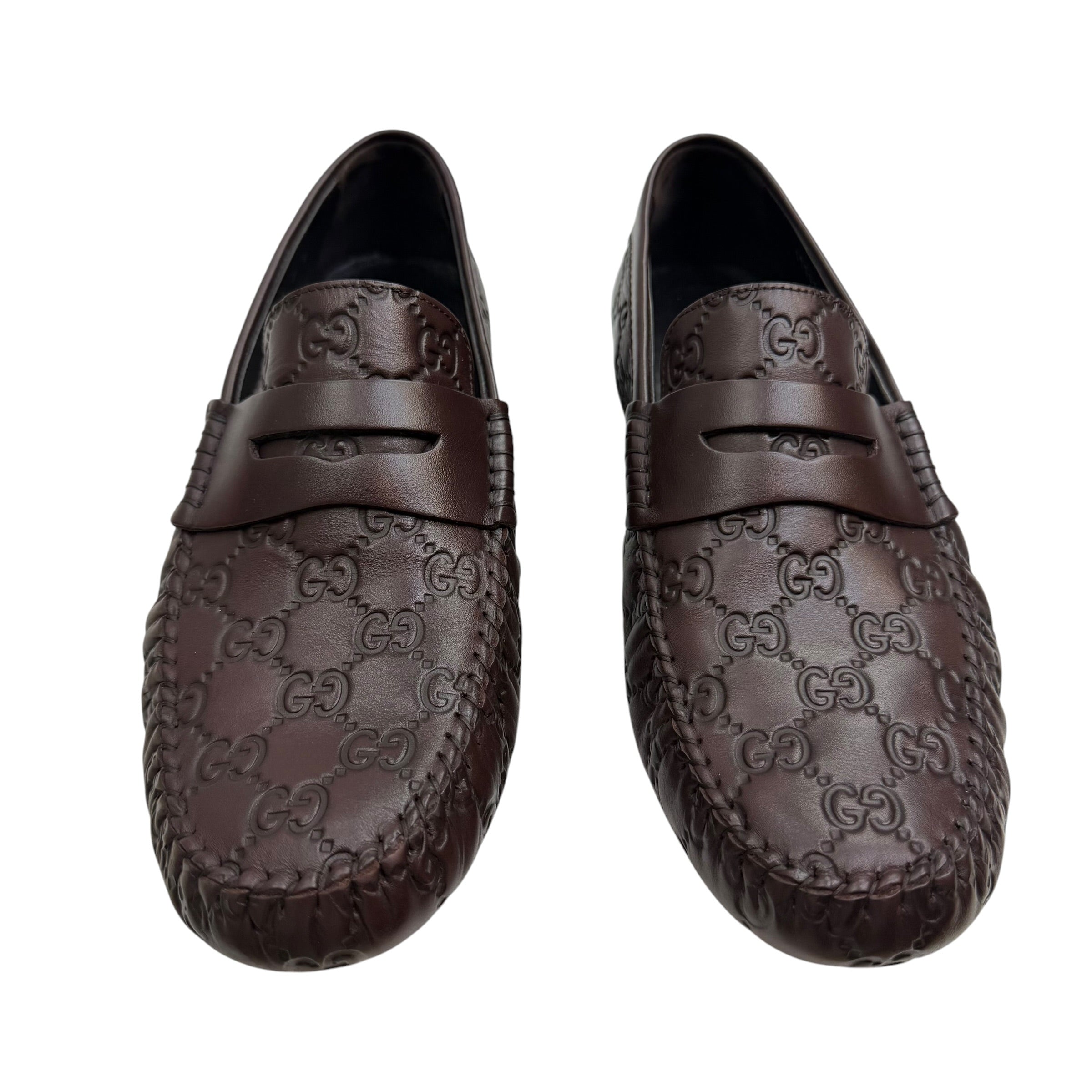 Vintage Gucci San Marino GG Leather Driving Loafers Chocolate