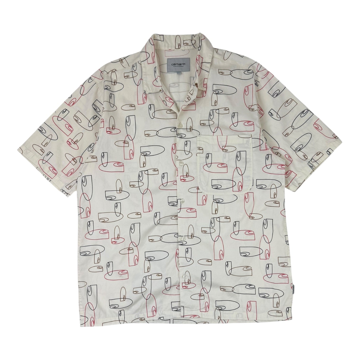 Carhartt WIP Short Sleeve Button Up Sumor Shirt in Outline Print Wax White
