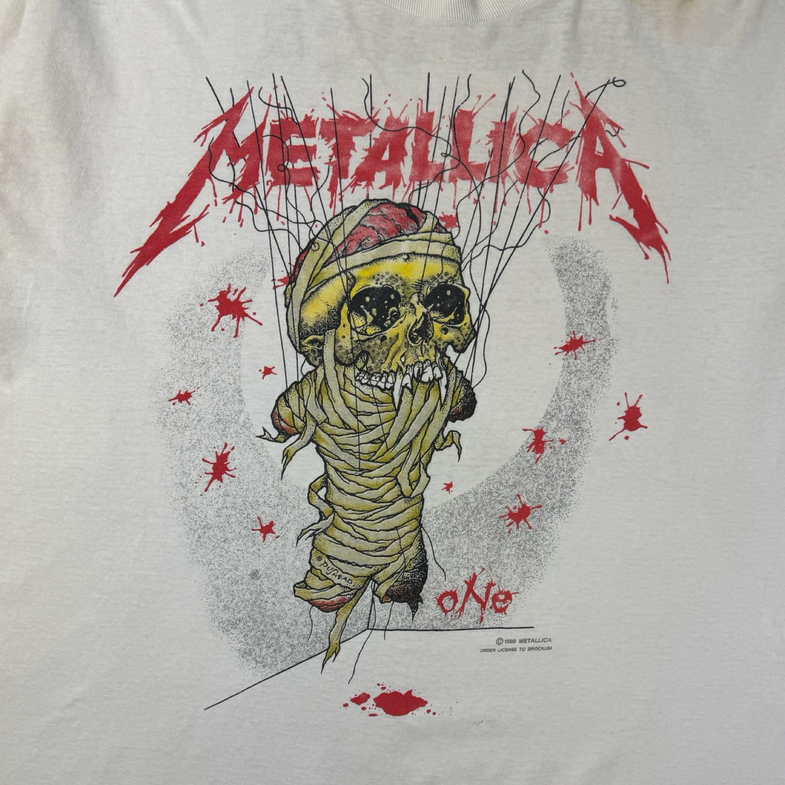 1989 Metallica ‘One’ Landmine Band T-Shirt Distressed White