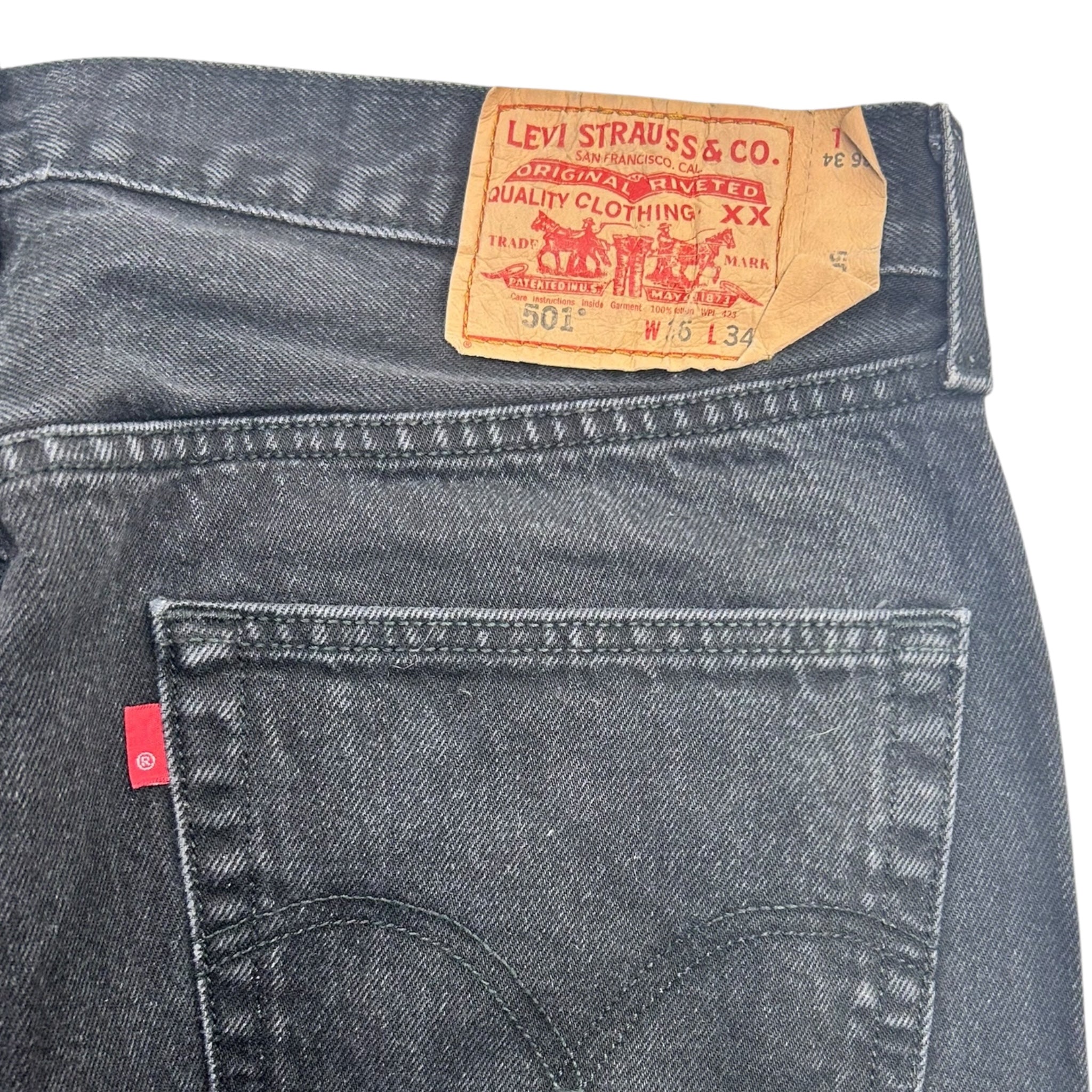 Vintage Black Levis 501s Denim Blank Tag