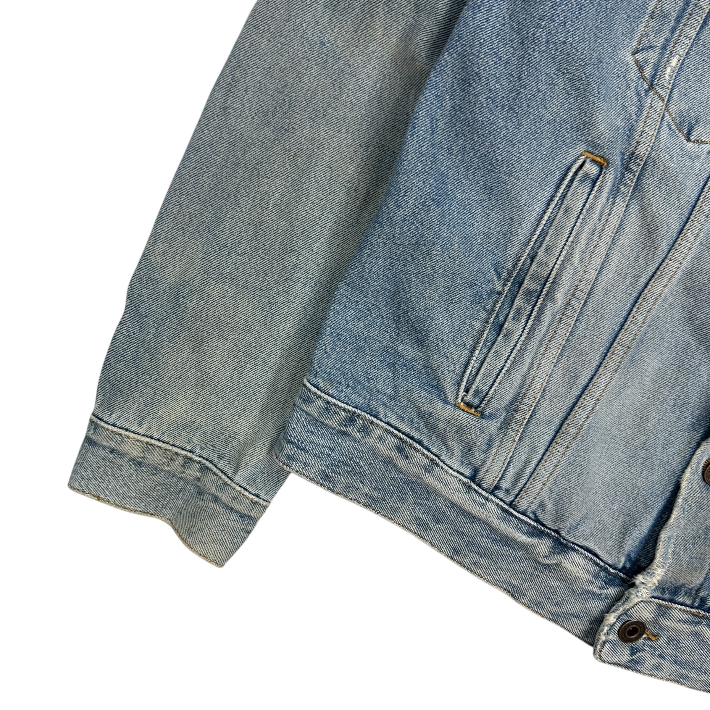 Off-White Vintage Printed Gradient Distress Denim Jacket