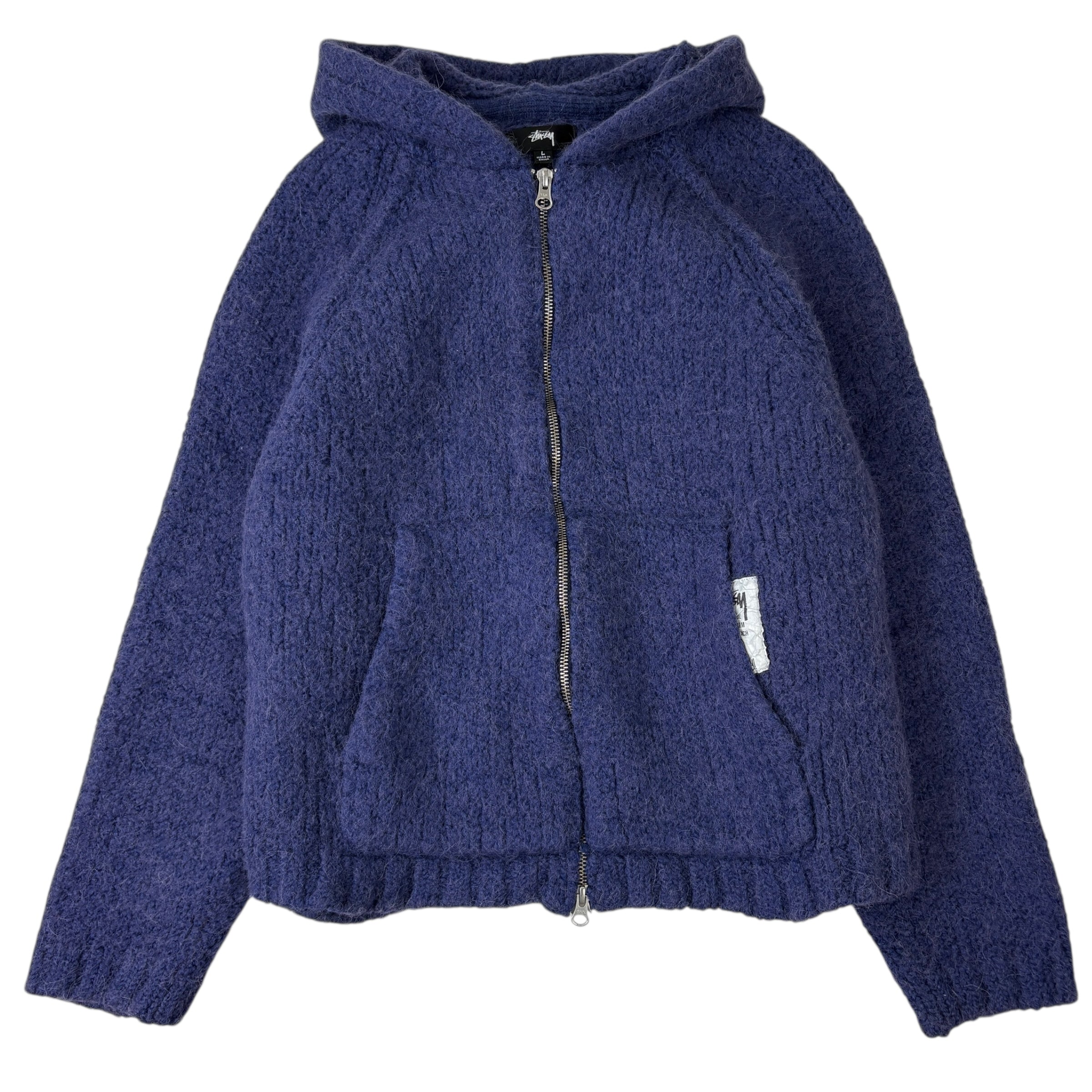 Stussy Chunky Knit Zip Hoodie Blue