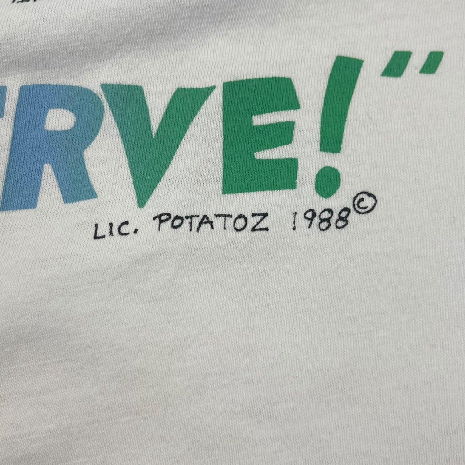 1988 Couch Potato 'My Serve!' T-Shirt White