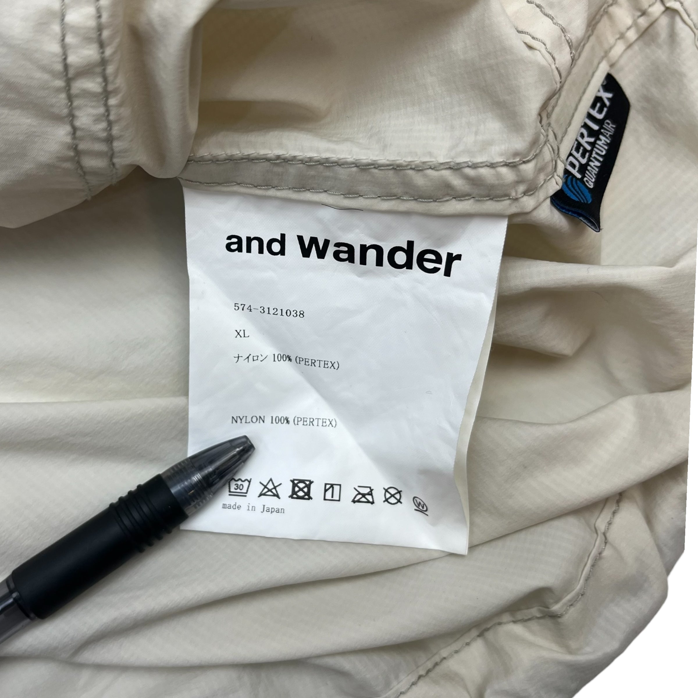 and wander Pertex Pack Jacket Cream