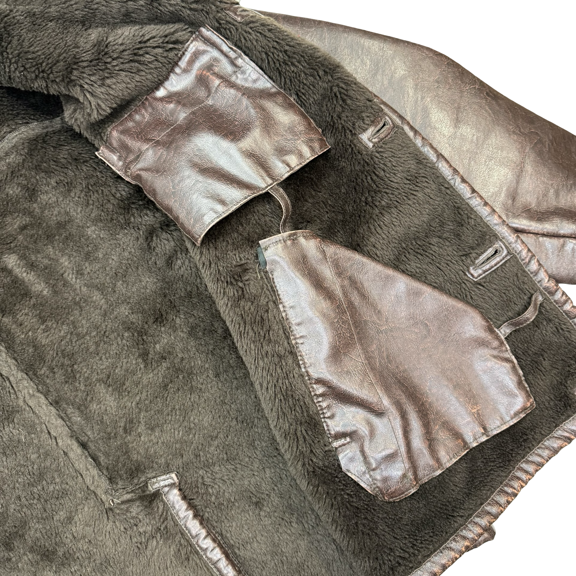 Vintage Armani Jeans Faux Leather Jacket Brown