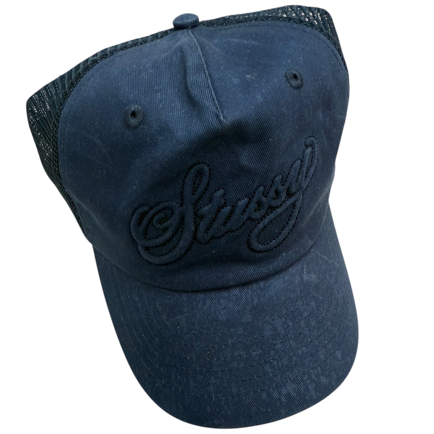 Stussy Cursive Stitch Trucker Hat Navy