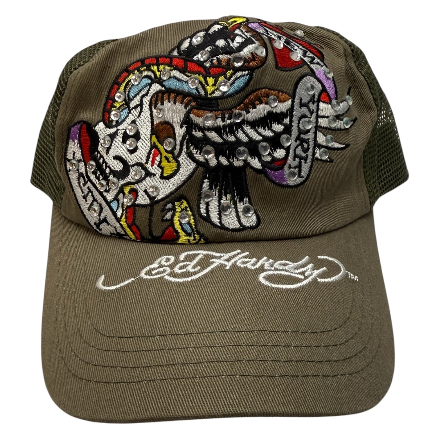 Vintage Ed Hardy Trucker Hat Olive