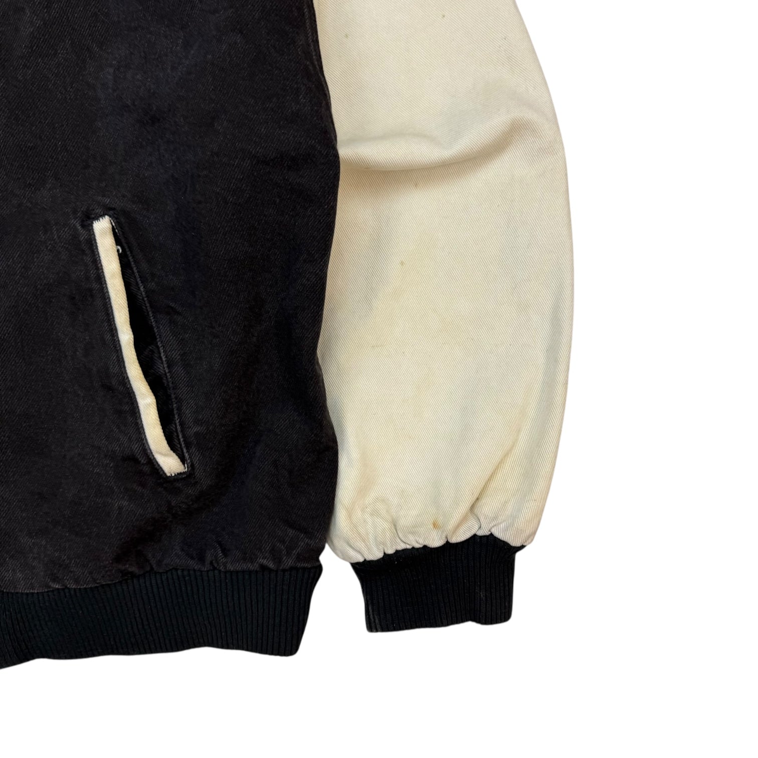 1995 Super Bowl XXIX Budweiser Denim Bomber Jacket Black/White