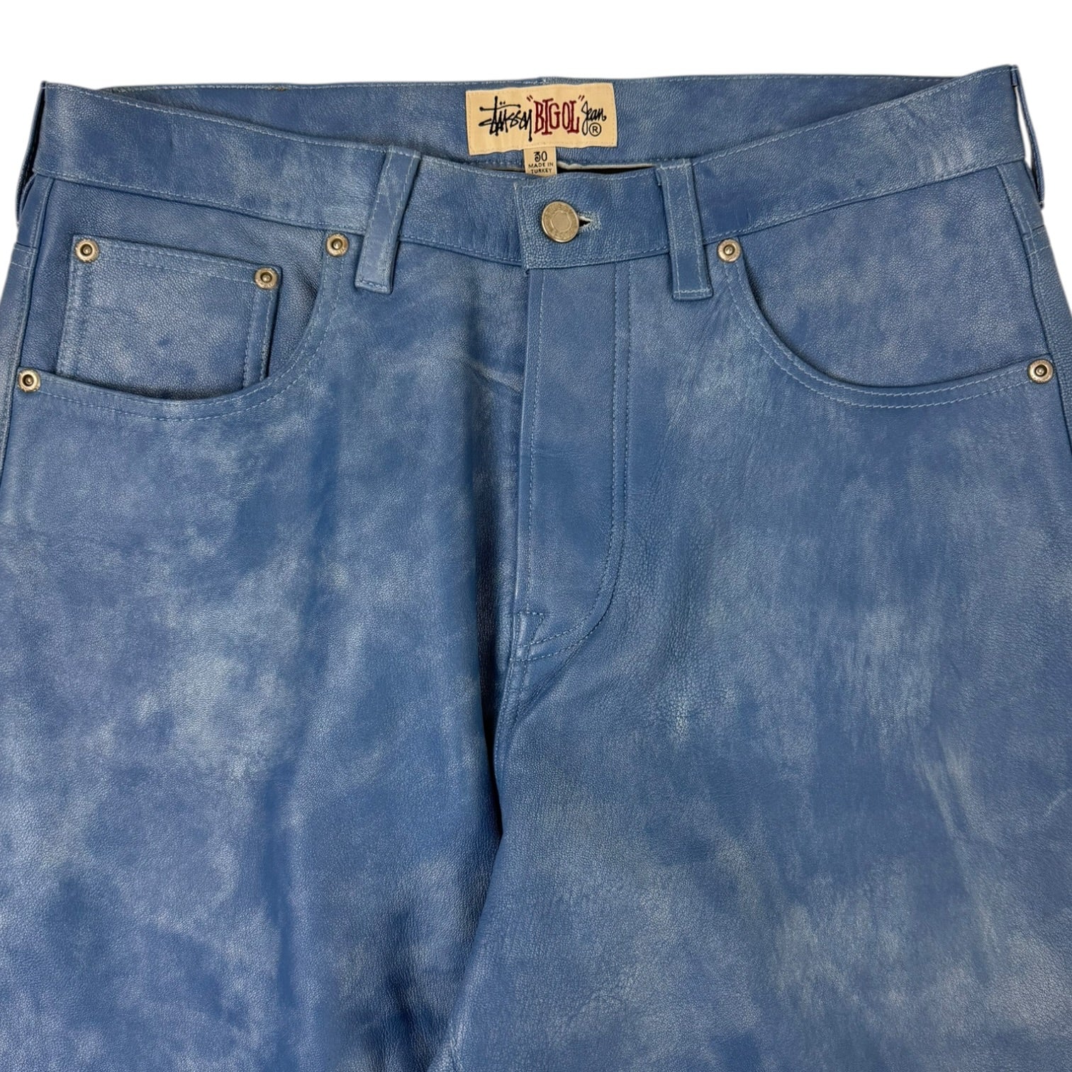 Stussy Big Ol Stonewashed Leather Pants Blue