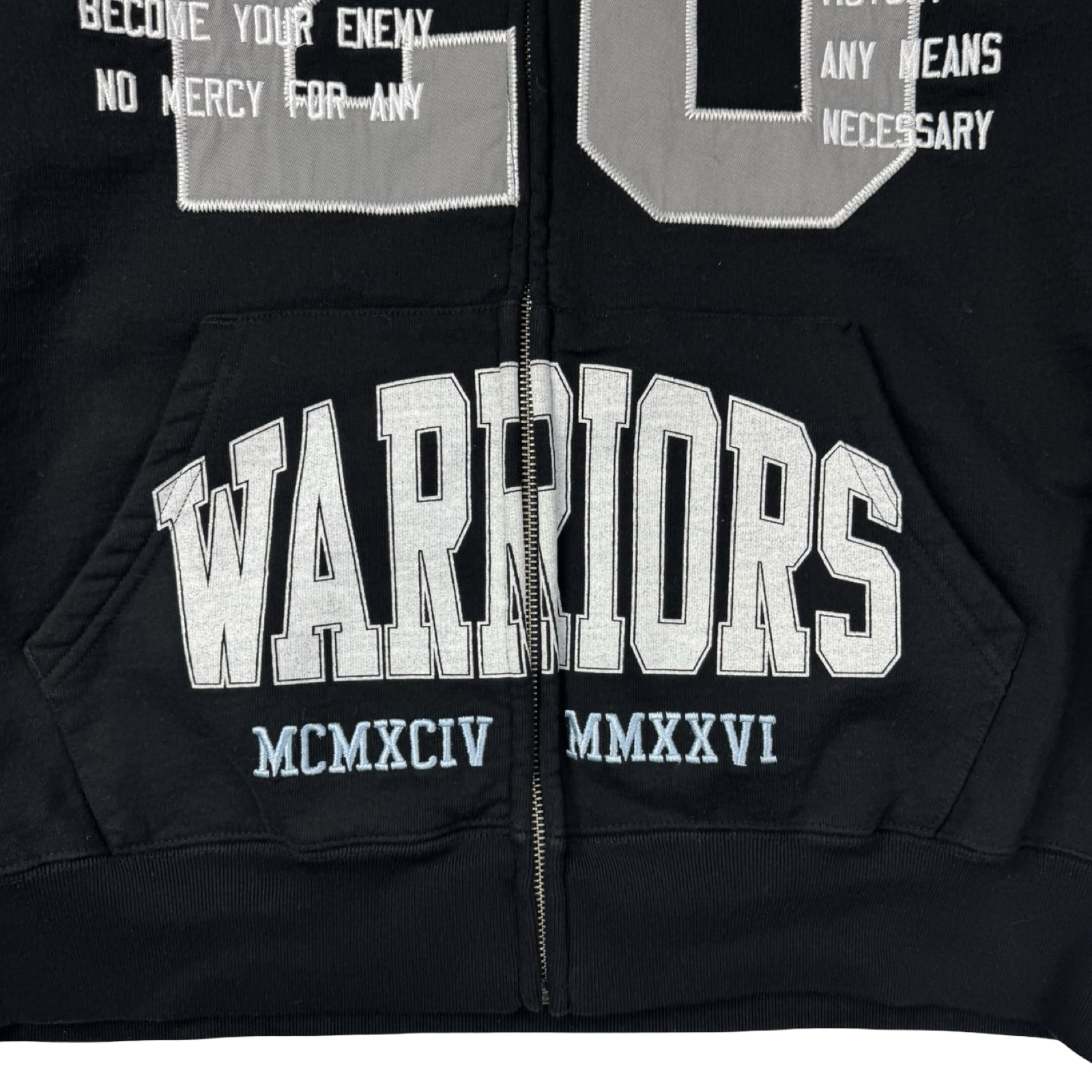 Supreme Warriors Appliqué Zip Up Hooded Sweatshirt Black