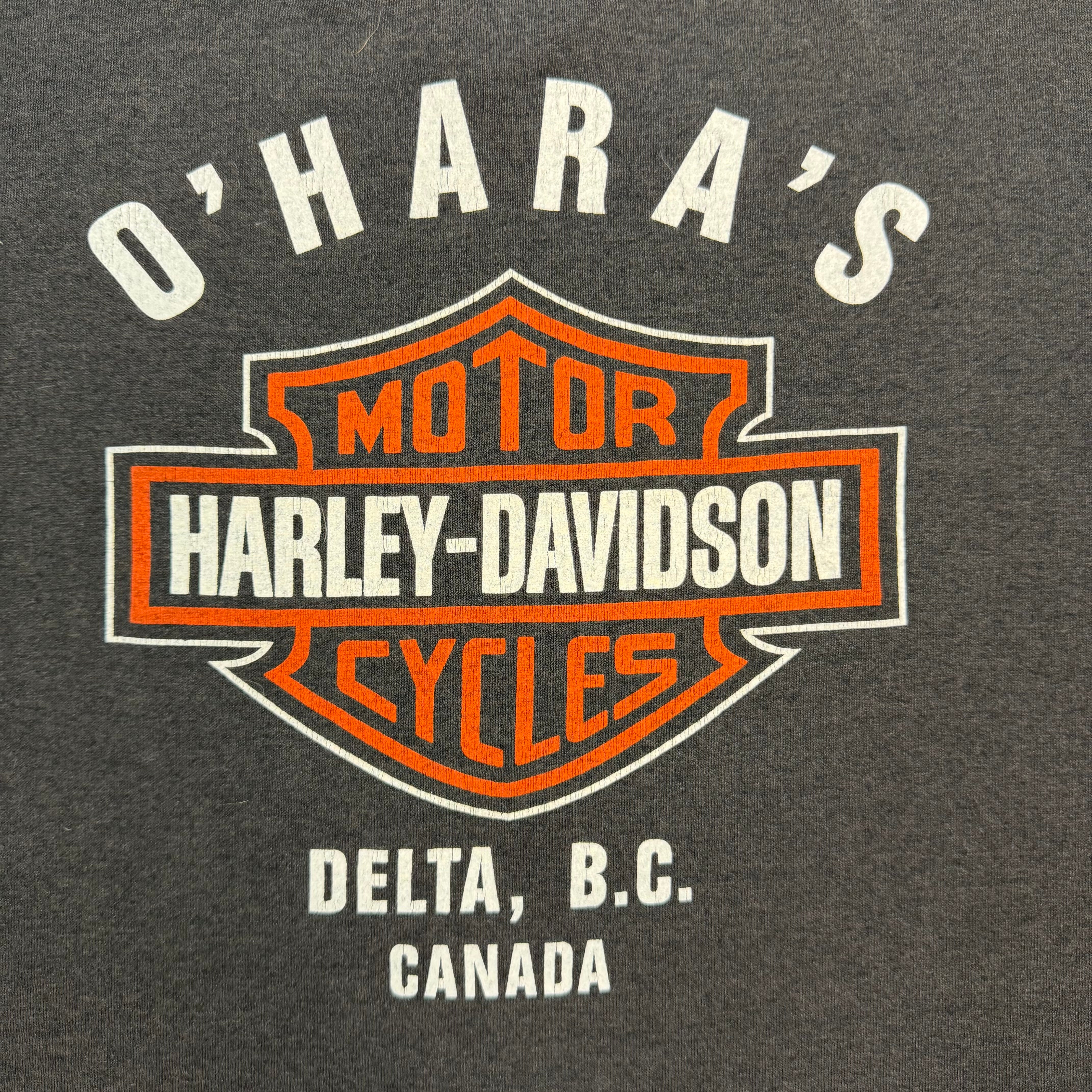 (W) Vintage Harley Davidson Delta B.C. Lace Neck Baby Tee Black