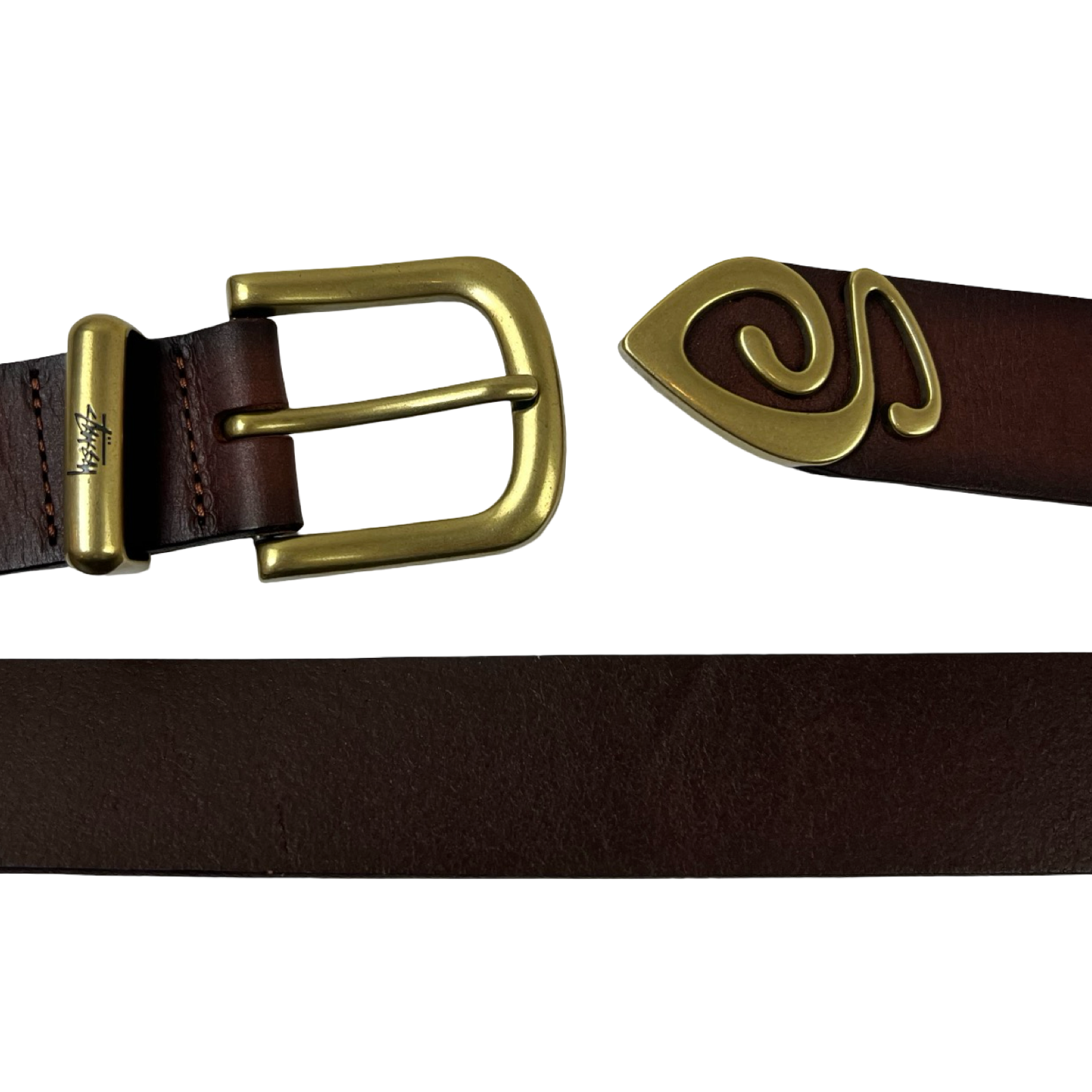 Stussy Metal S-Tip Belt Desert Brown
