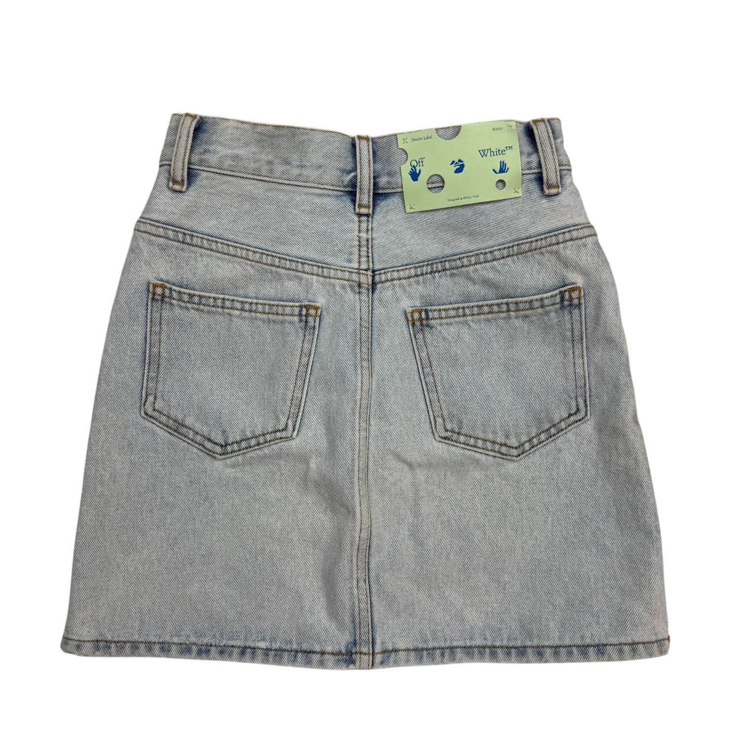 (W) Off-White Riserva Frayed Mini Skirt Blue