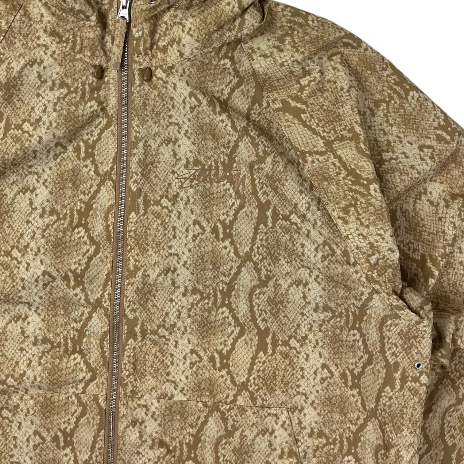 Stussy Beach Snake Print Nylon Shell Jacket Khaki
