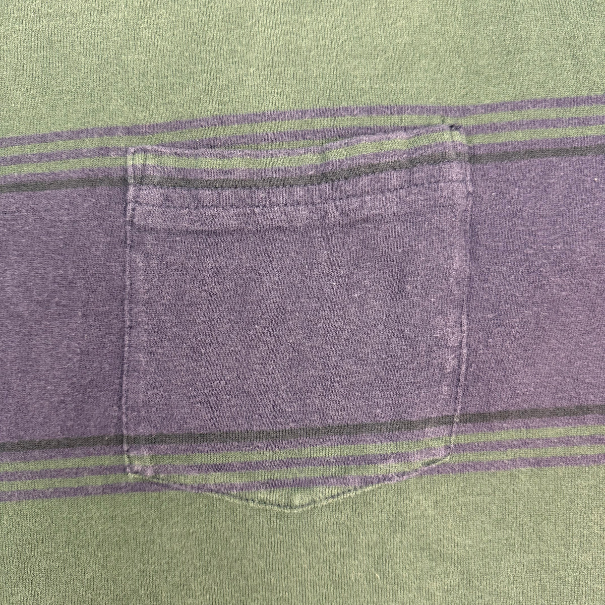Beams Japan Striped Pocket Tee Navy/Green